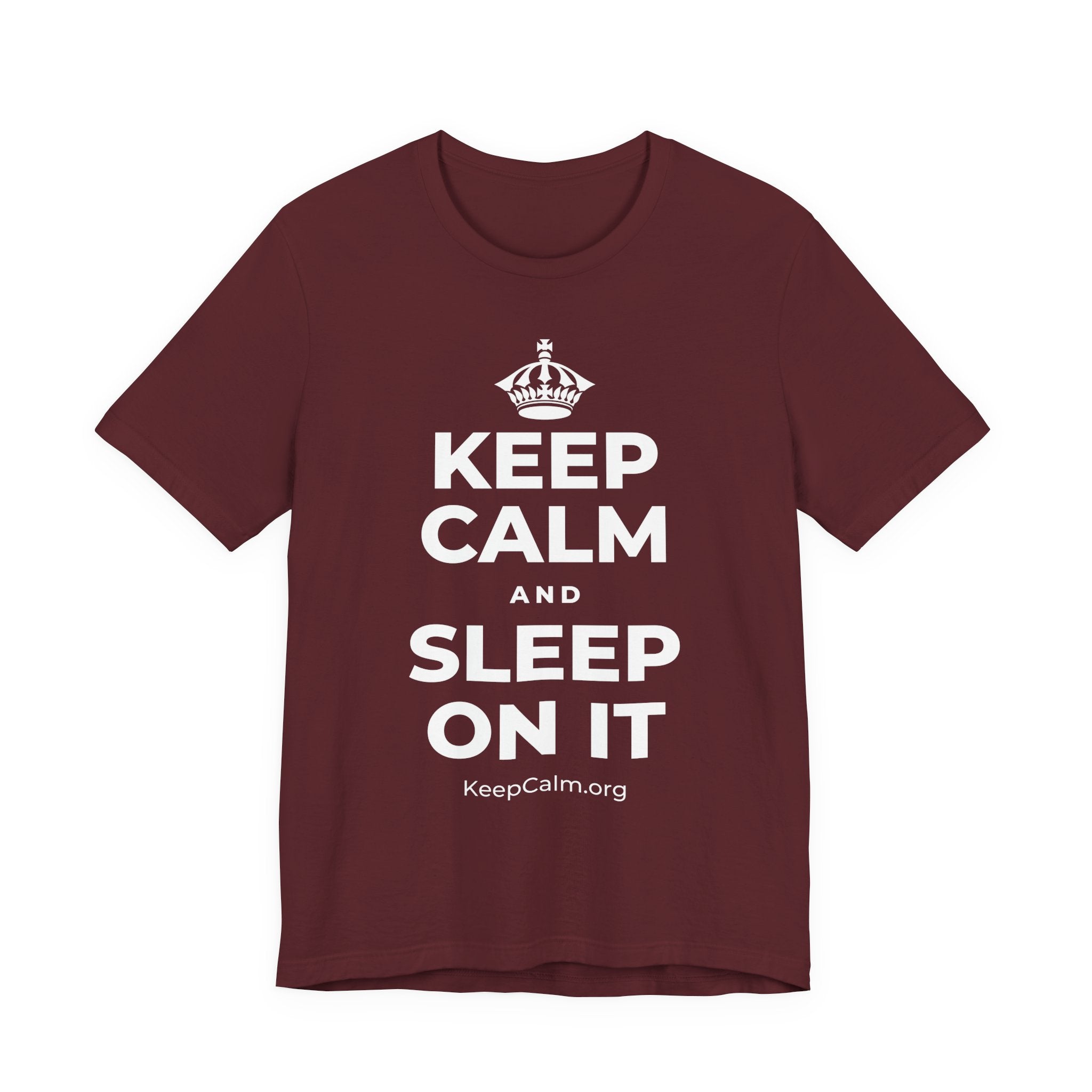 KEEP CALM AND SLEEP ON IT T-Shirt (Baby Blue–Silver)