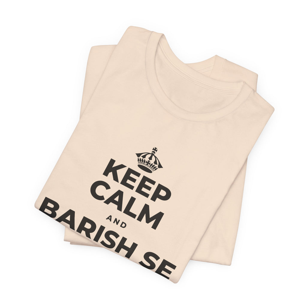 KEEP CALM AND BARISH SE CHEEZEIN BADHTI HAIN T-Shirt (Soft Cream–Heather Mauve)