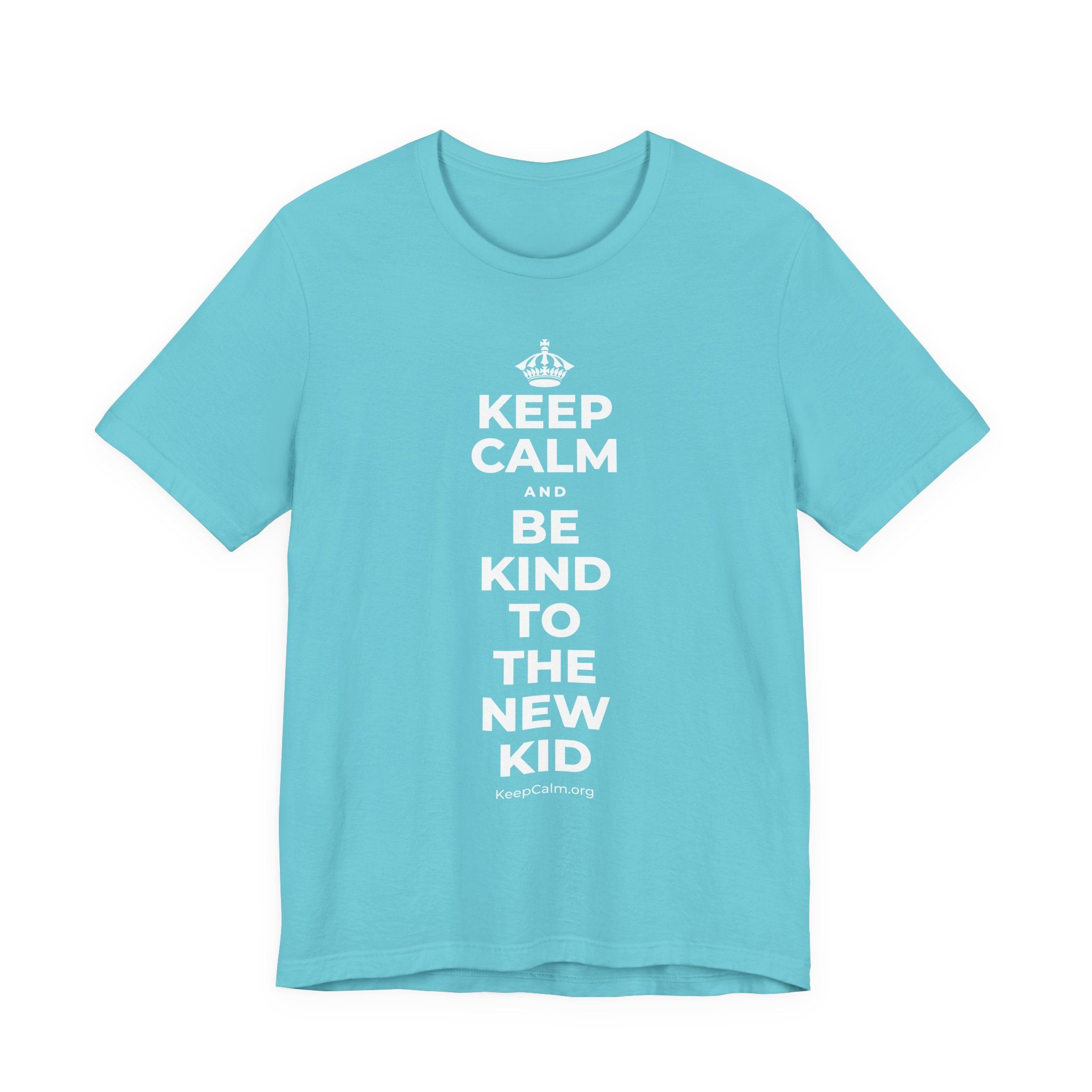 KEEP CALM AND BE KIND TO THE NEW KID T-Shirt (Soft Cream–Heather Mauve)