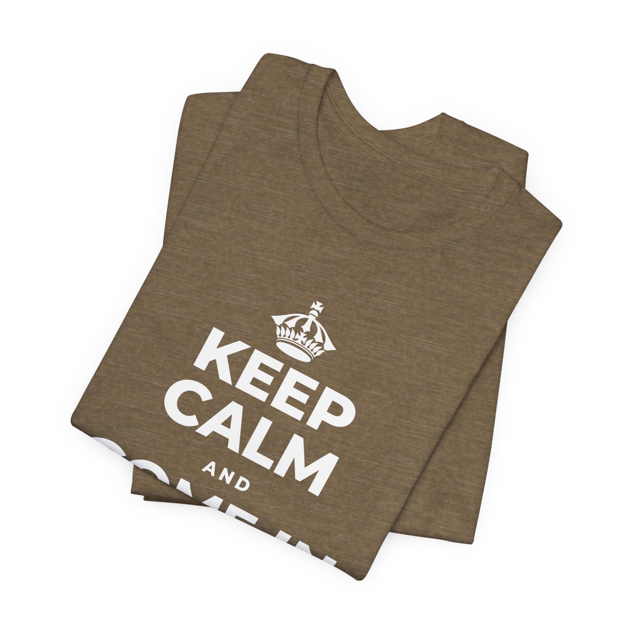 KEEP CALM AND COME IN FROM THE COLD T-Shirt (Soft Cream–Heather Mauve)
