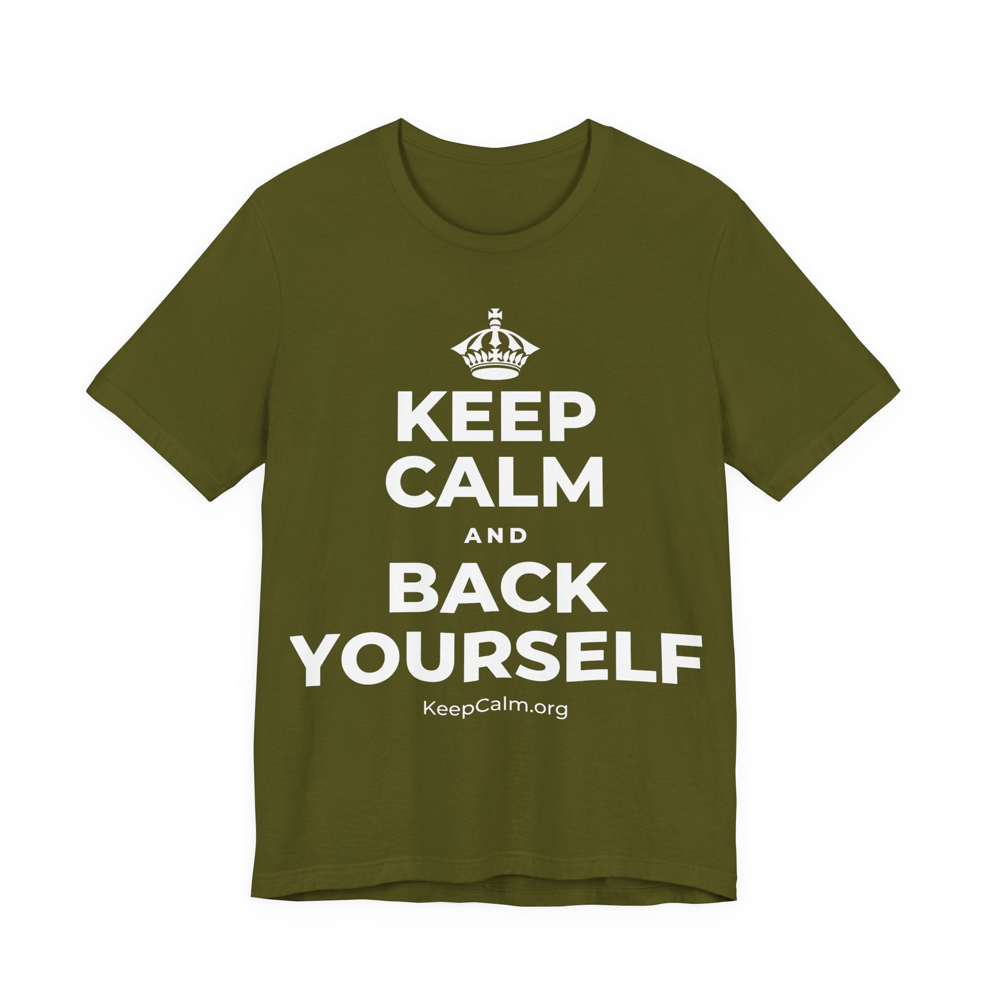 KEEP CALM AND BACK YOURSELF T-Shirt (Baby Blue–Silver)