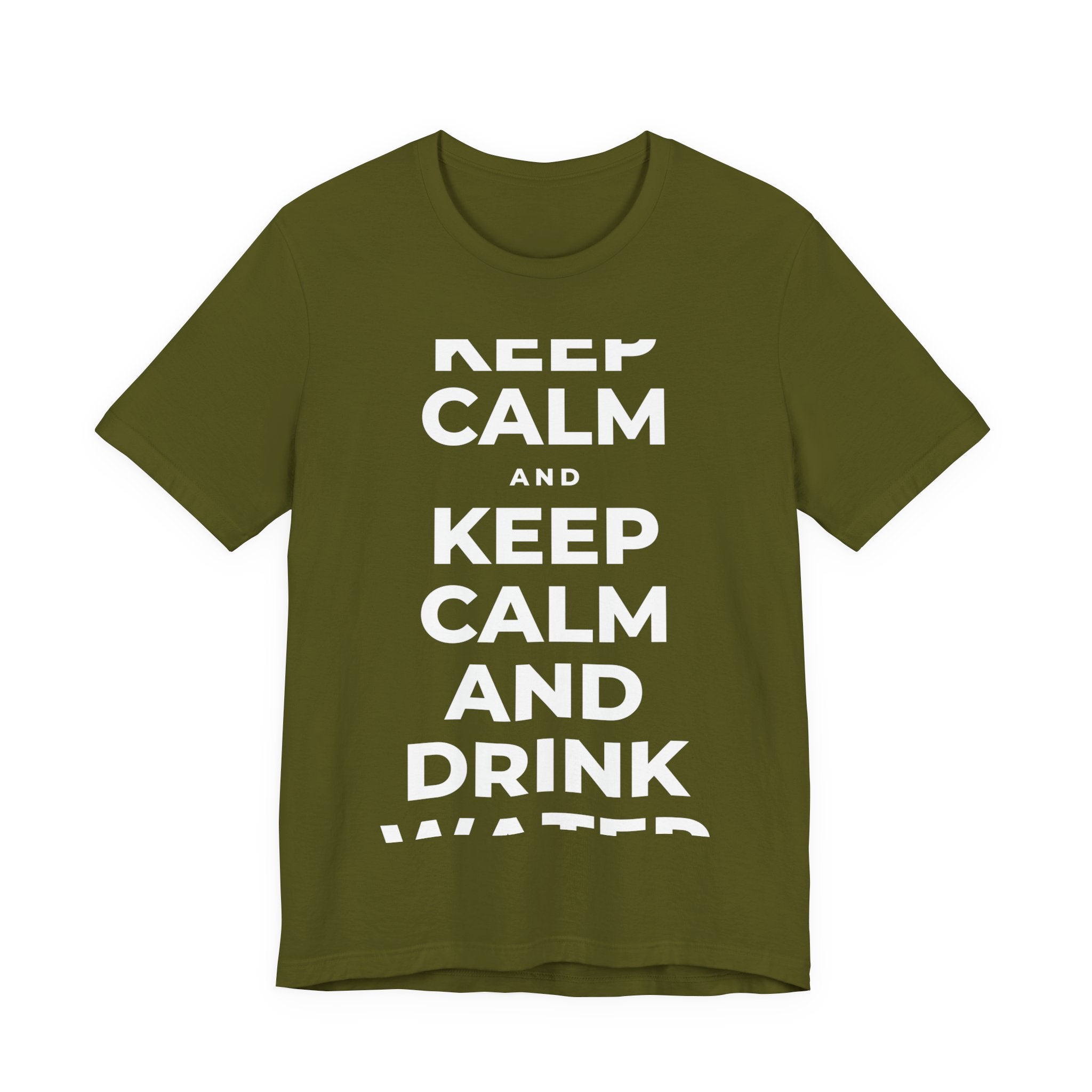 KEEP CALM AND DRINK WATER T-Shirt (Baby Blue–Silver)