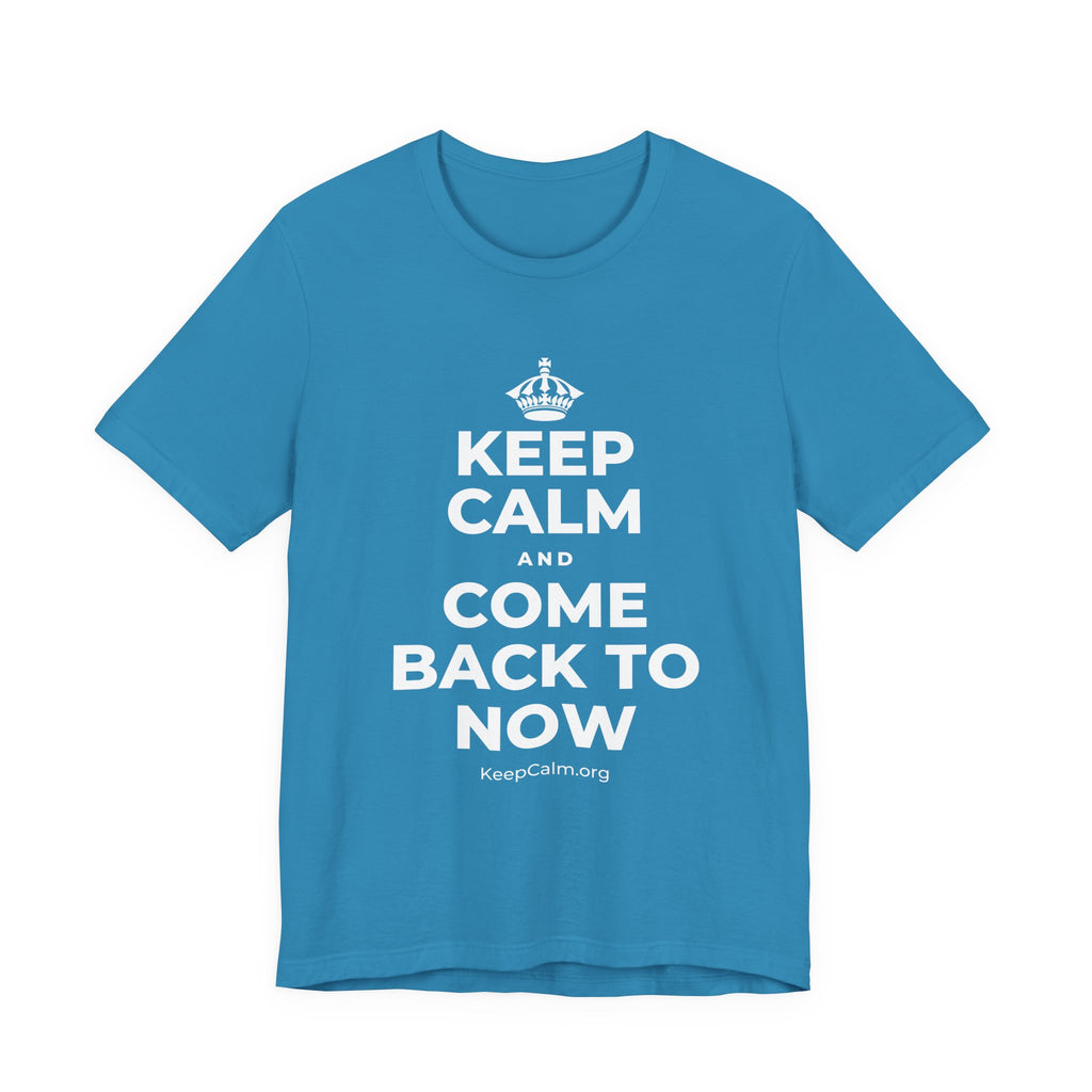 KEEP CALM AND COME BACK TO NOW T-Shirt (White–Asphalt)