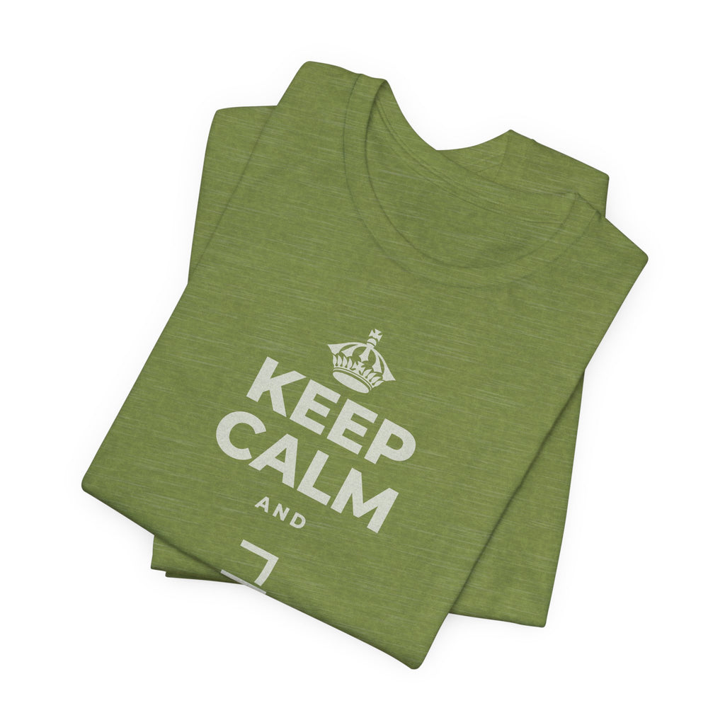 KEEP CALM AND 그 질문을 해요 T-Shirt (Baby Blue–Silver)