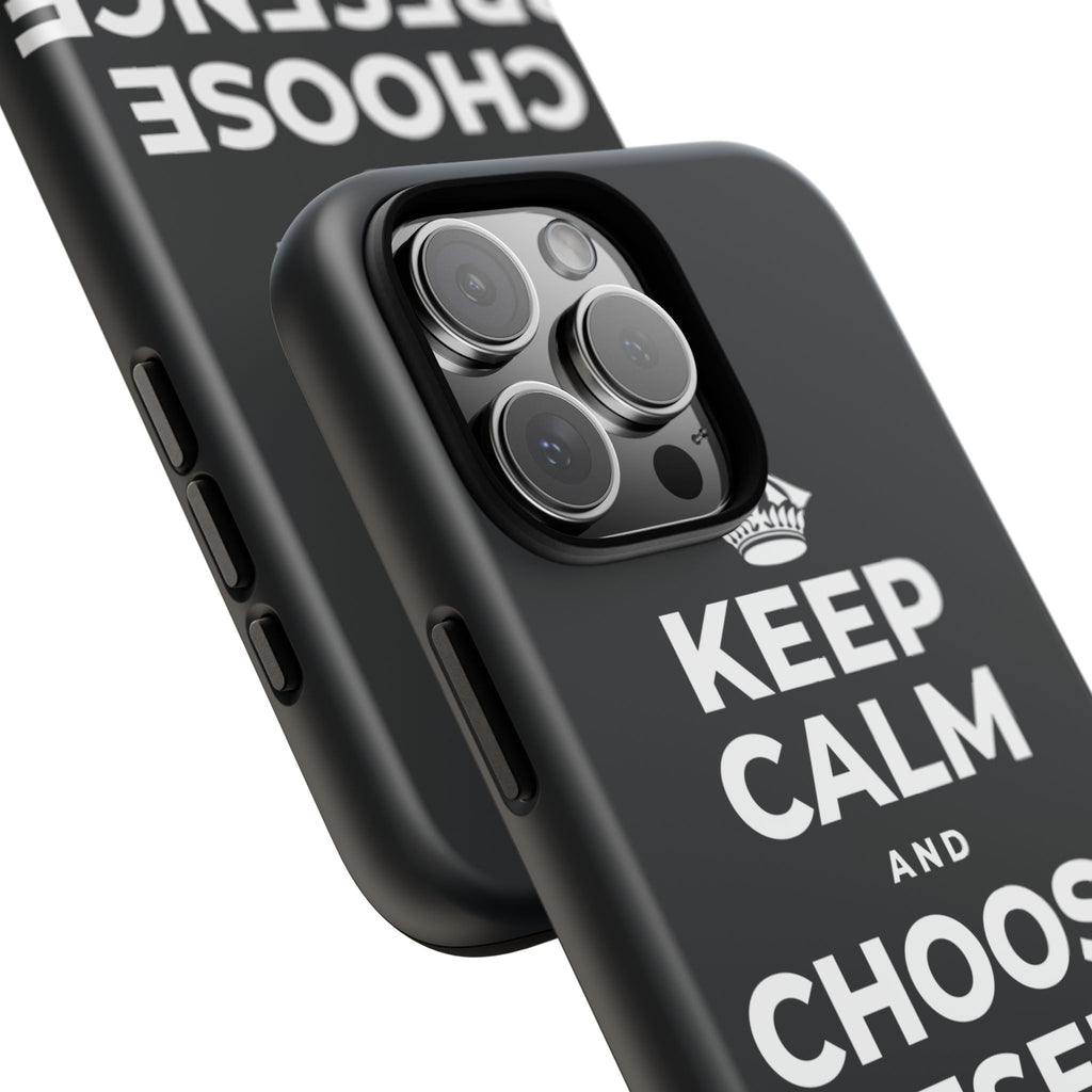 KEEP CALM AND CHOOSE PRESENCE OVER PRESENTS Phone Case (Dark)