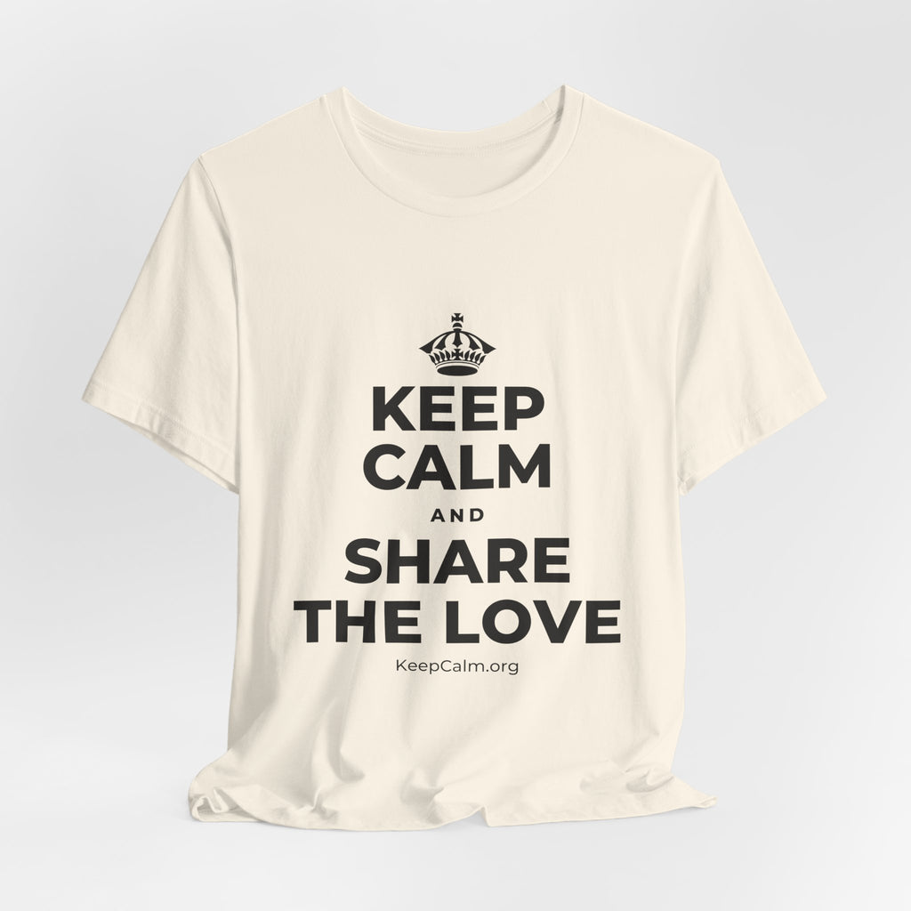 KEEP CALM AND SHARE THE LOVE T-Shirt (White–Asphalt)