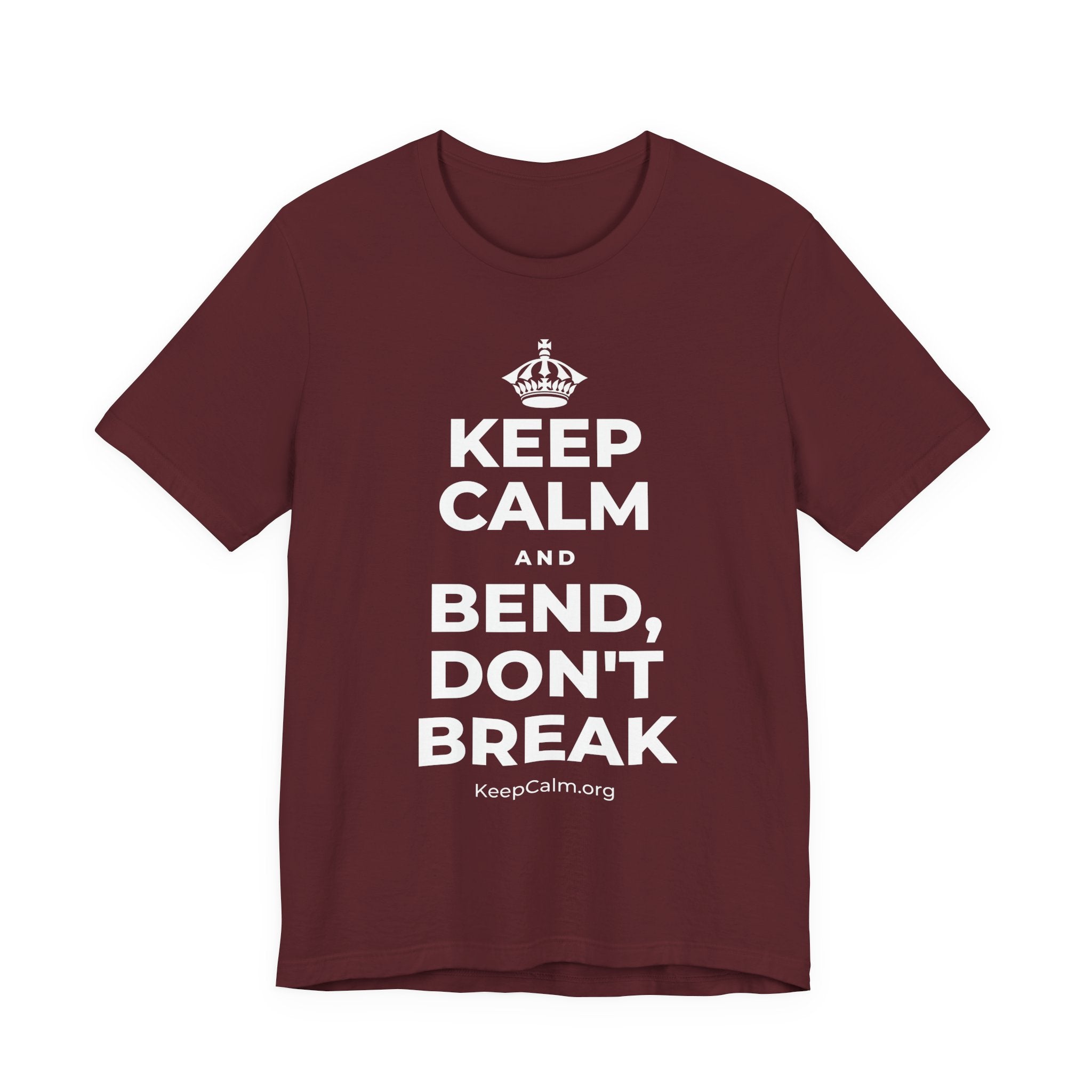 KEEP CALM AND BEND, DON'T BREAK T-Shirt (Baby Blue–Silver)