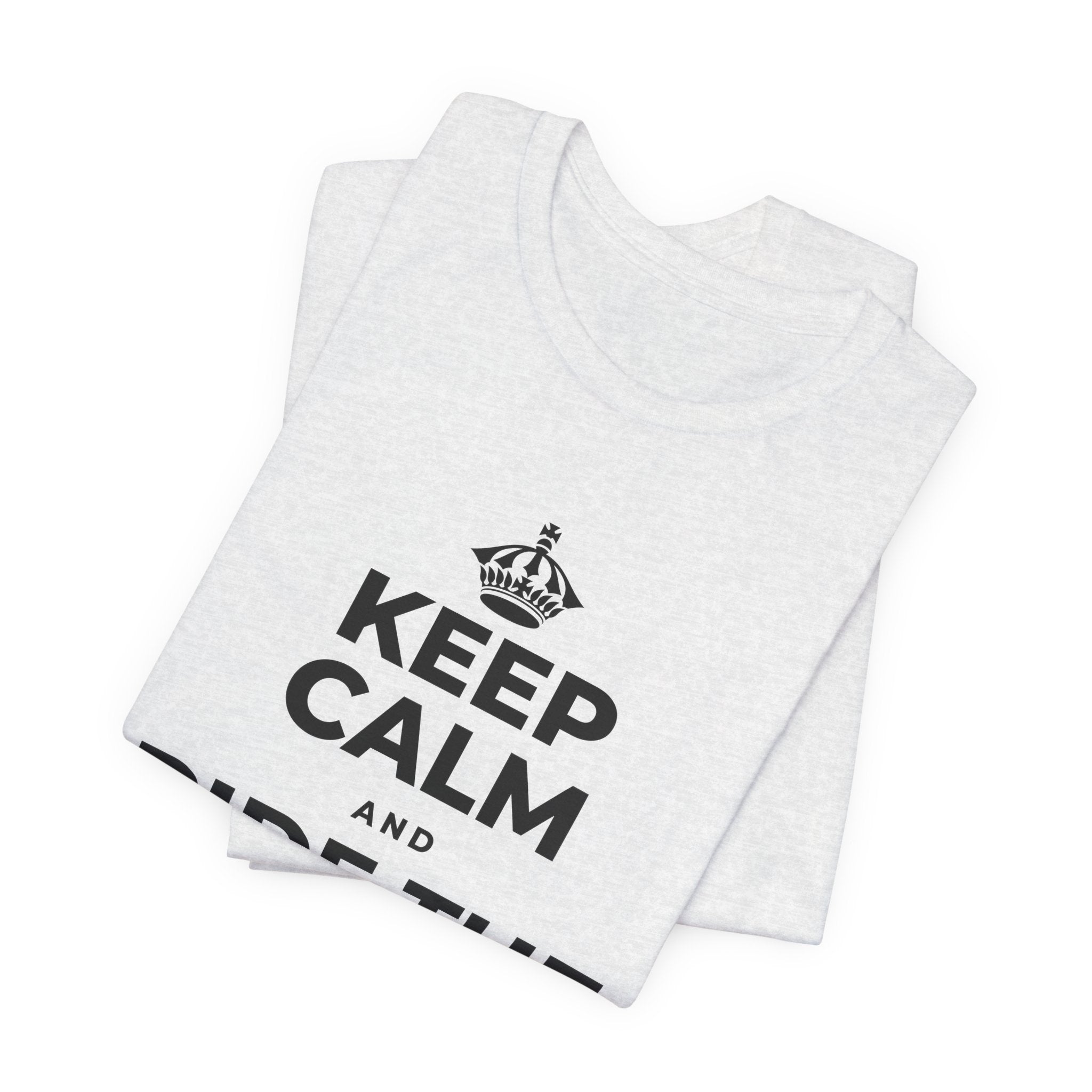 KEEP CALM AND RIDE THE GOOD WAVE T-Shirt (Soft Cream–Heather Mauve)