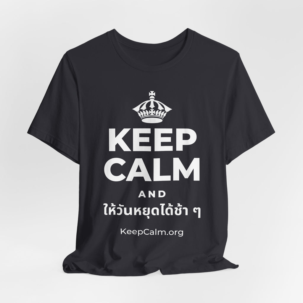 KEEP CALM AND ให้วันหยุดได้ช้า ๆ T-Shirt (Baby Blue–Silver)