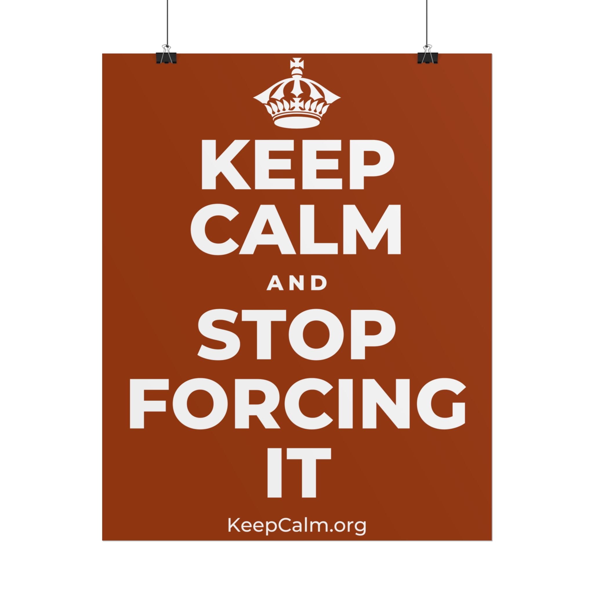 KEEP CALM AND STOP FORCING IT Poster
