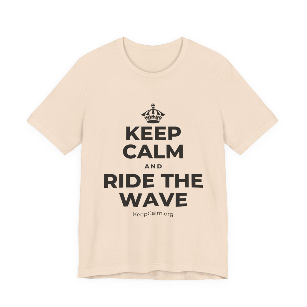 KEEP CALM AND RIDE THE WAVE T-Shirt (Soft Cream–Heather Mauve)