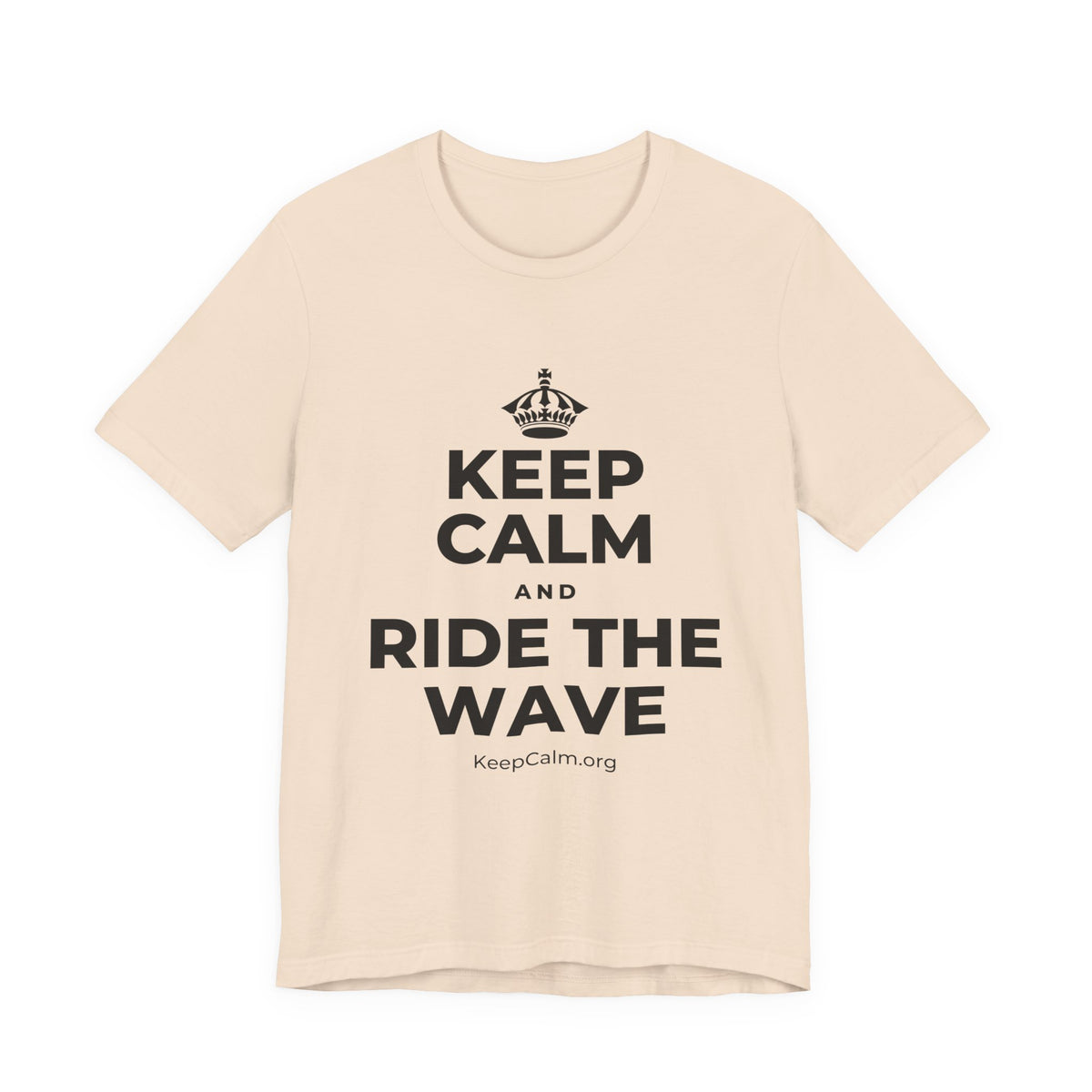 KEEP CALM AND RIDE THE WAVE T-Shirt (Soft Cream–Heather Mauve)
