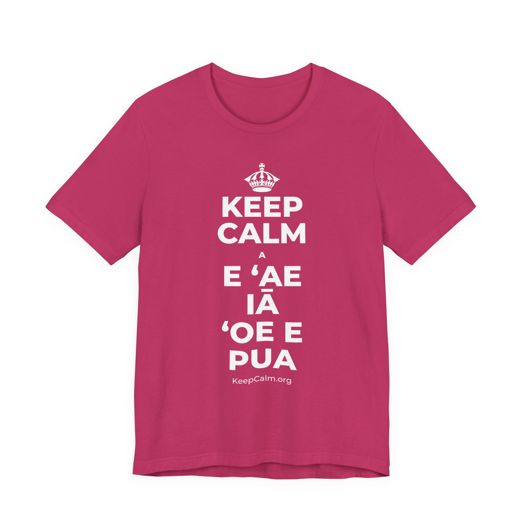 KEEP CALM A E ʻAE IĀ ʻOE E PUA T-Shirt (Baby Blue–Silver)