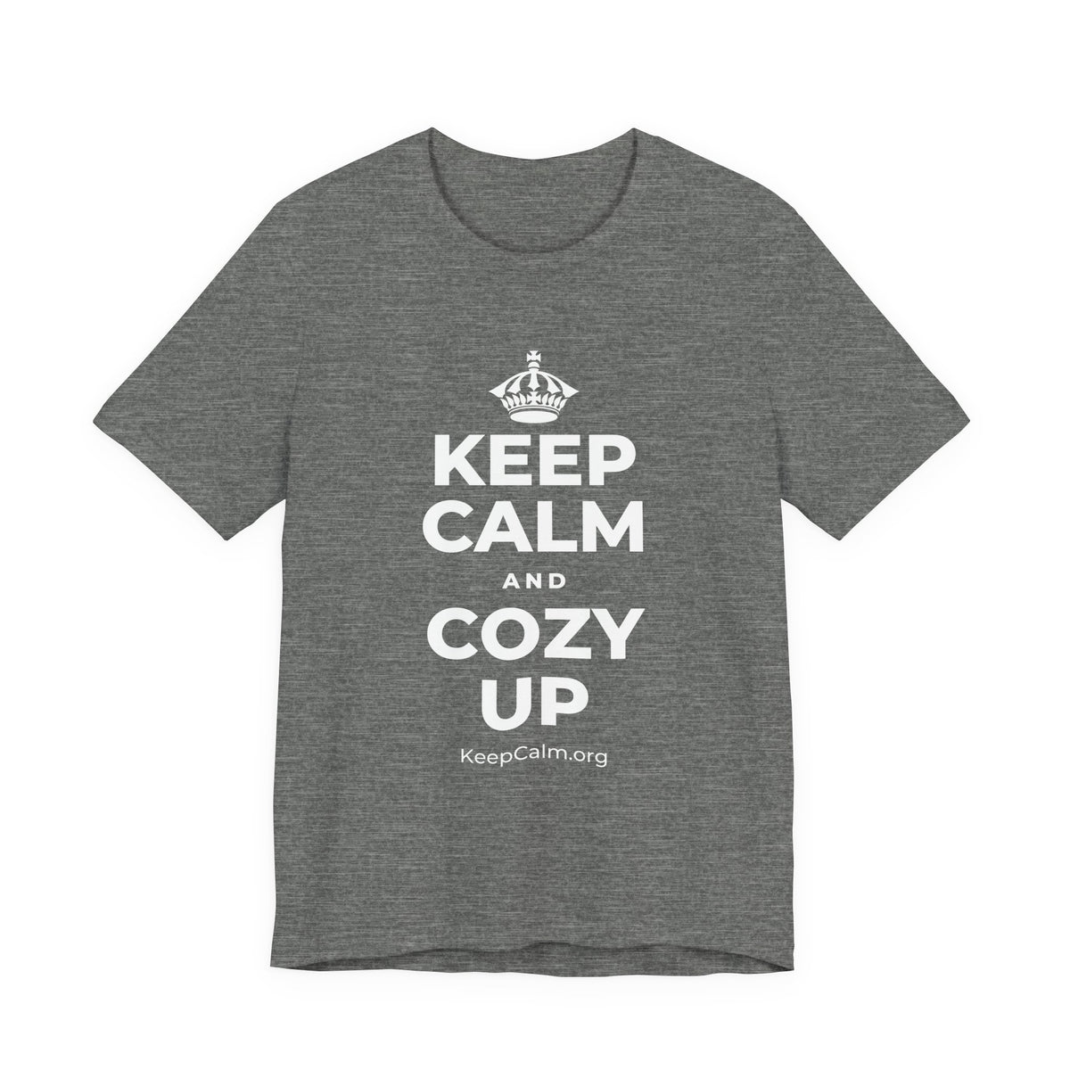 KEEP CALM AND COZY UP T-Shirt (Baby Blue–Silver)