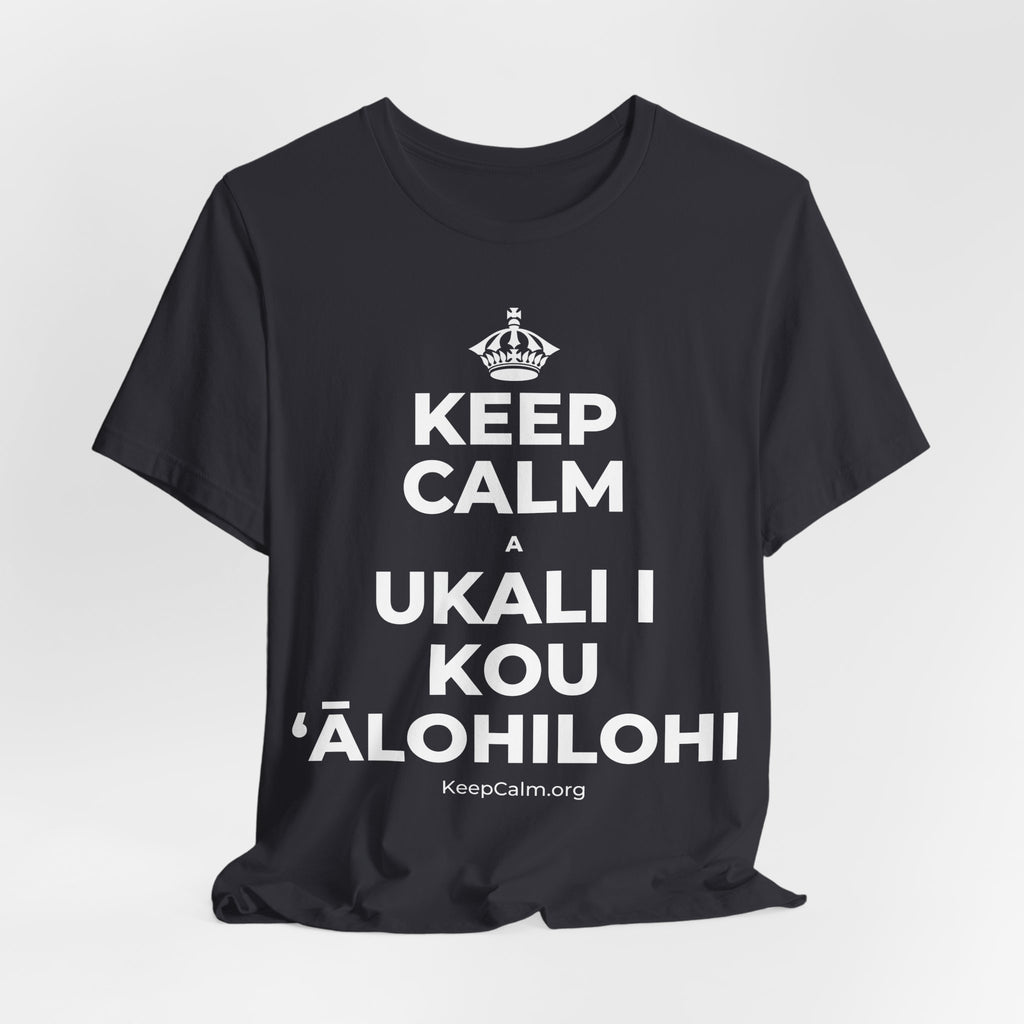 KEEP CALM A UKALI I KOU ʻĀLOHILOHI T-Shirt (Baby Blue–Silver)