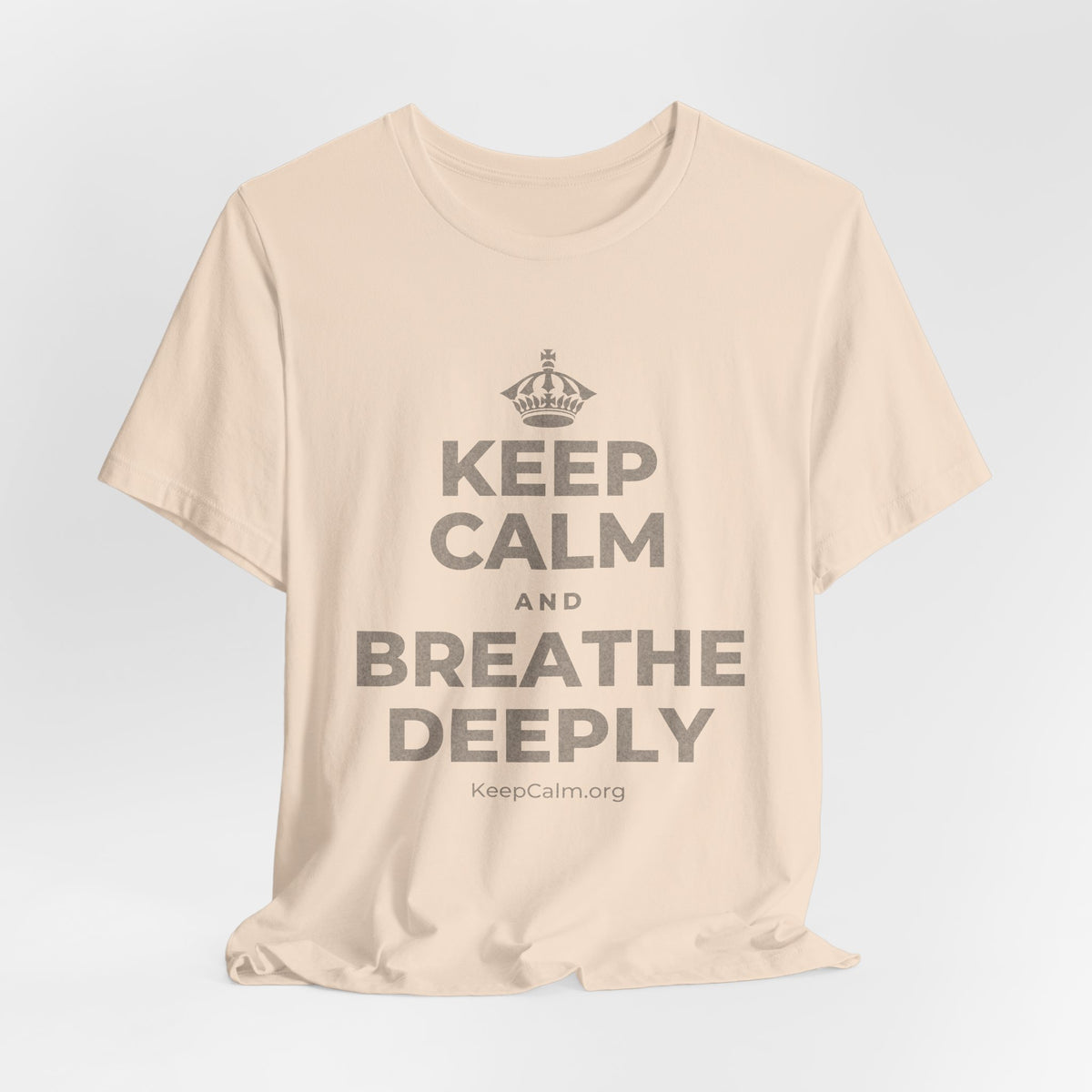 KEEP CALM AND BREATHE DEEPLY T-Shirt (Soft Cream–Heather Mauve)