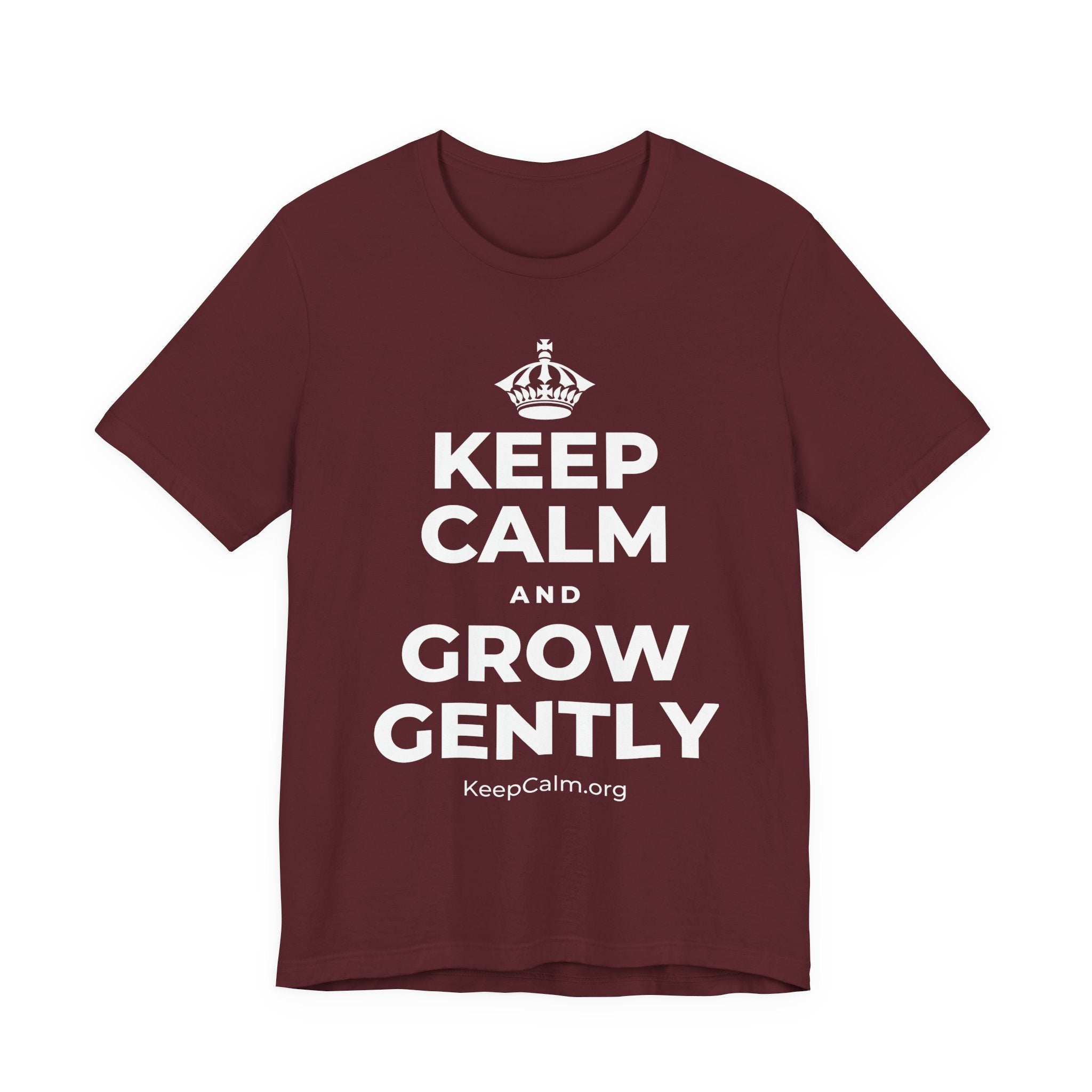KEEP CALM AND GROW GENTLY T-Shirt (Baby Blue–Silver)