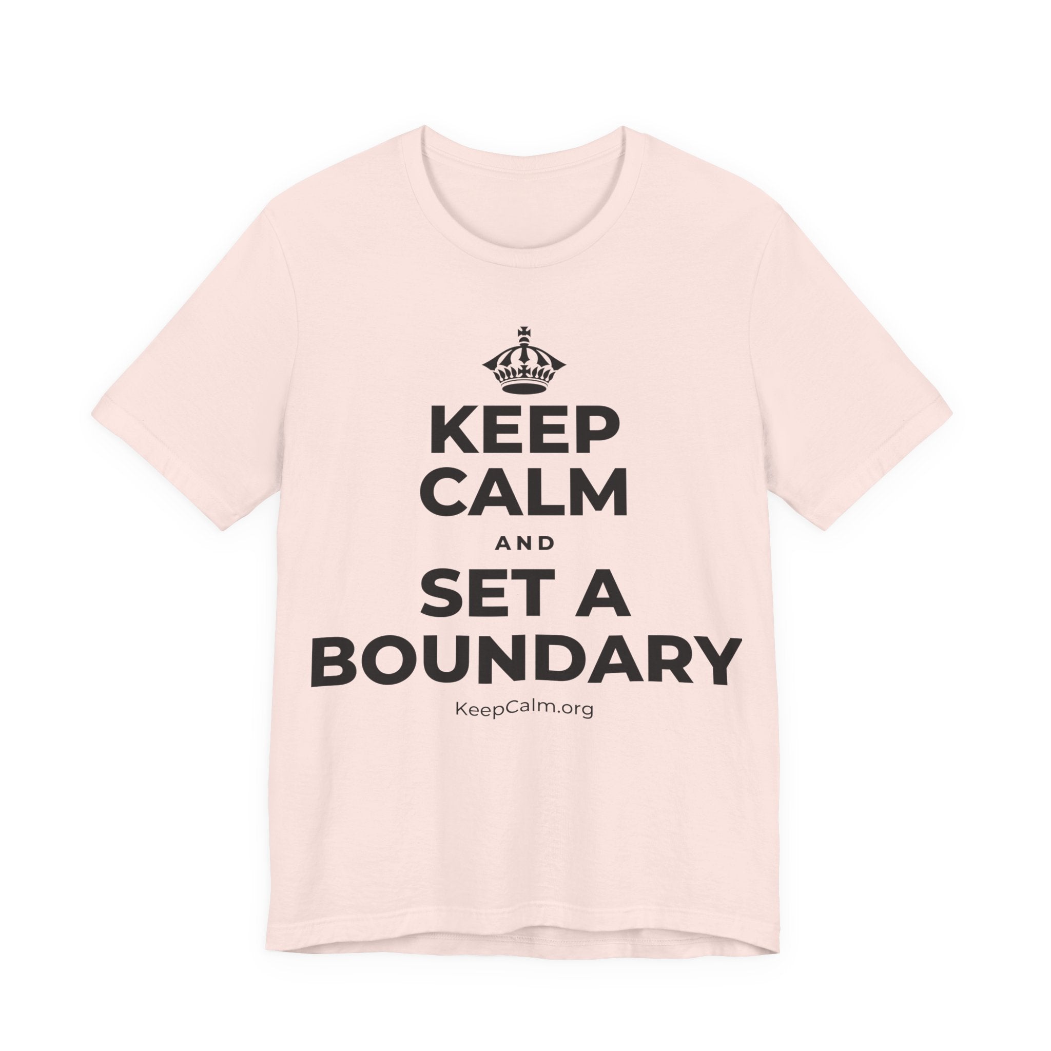KEEP CALM AND SET A BOUNDARY T-Shirt (Soft Cream–Heather Mauve)