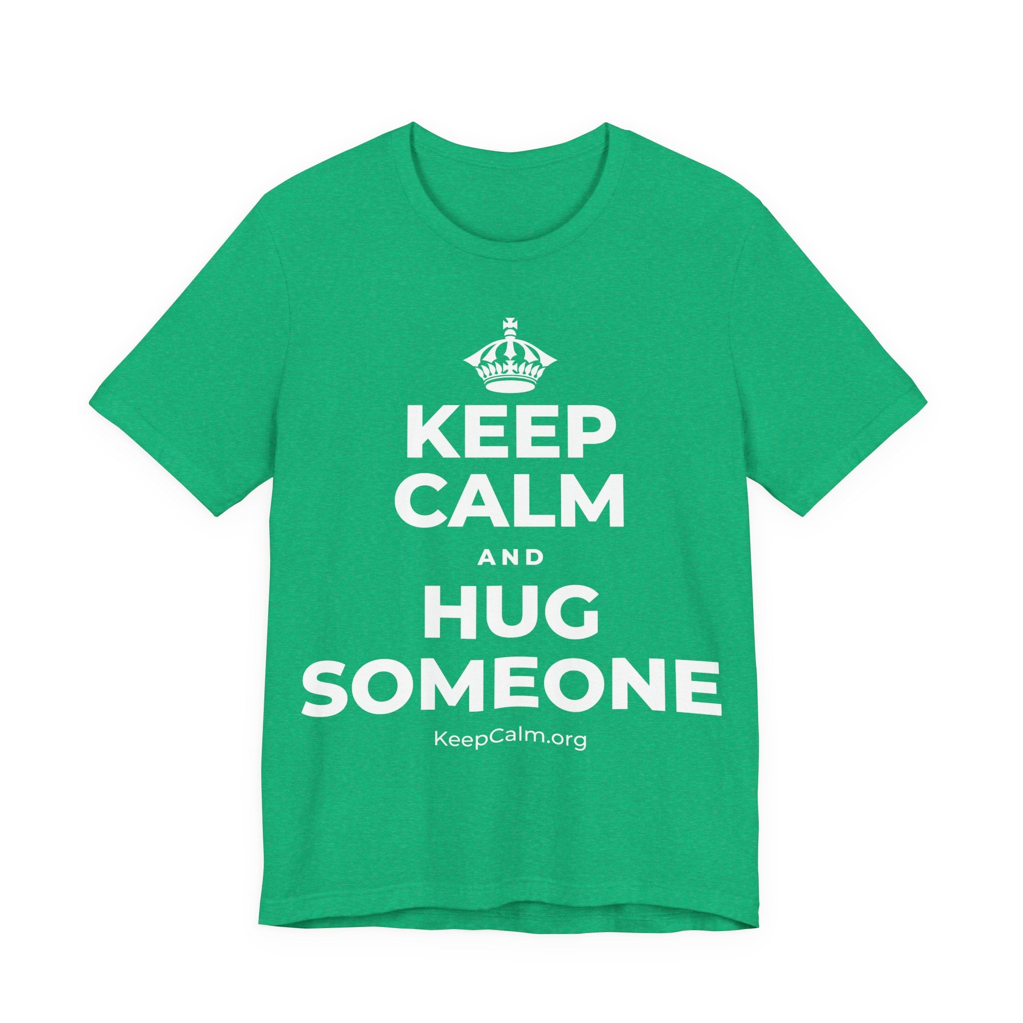 KEEP CALM AND HUG SOMEONE T-Shirt (Baby Blue–Silver)