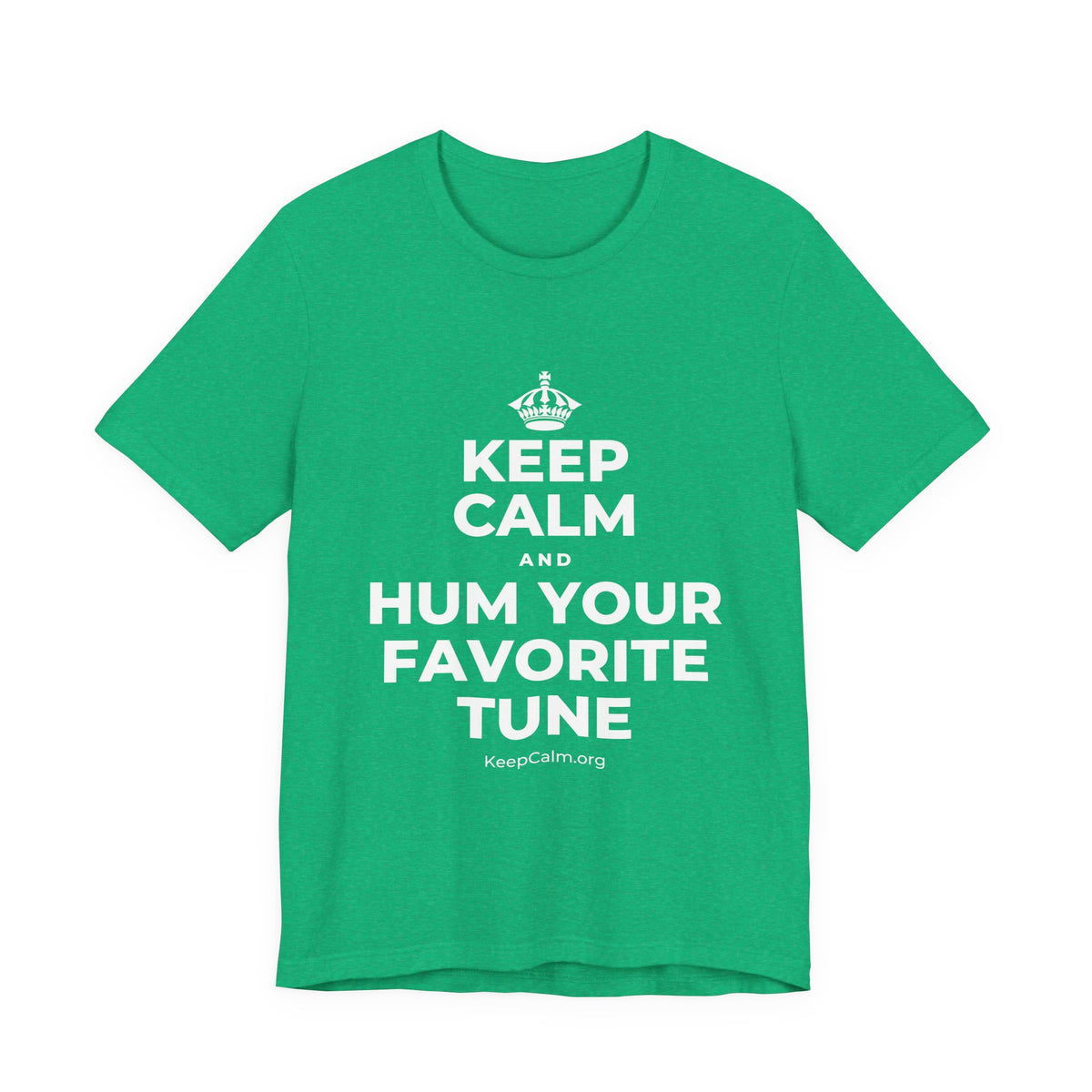 KEEP CALM AND HUM YOUR FAVORITE TUNE T-Shirt (Baby Blue–Silver)