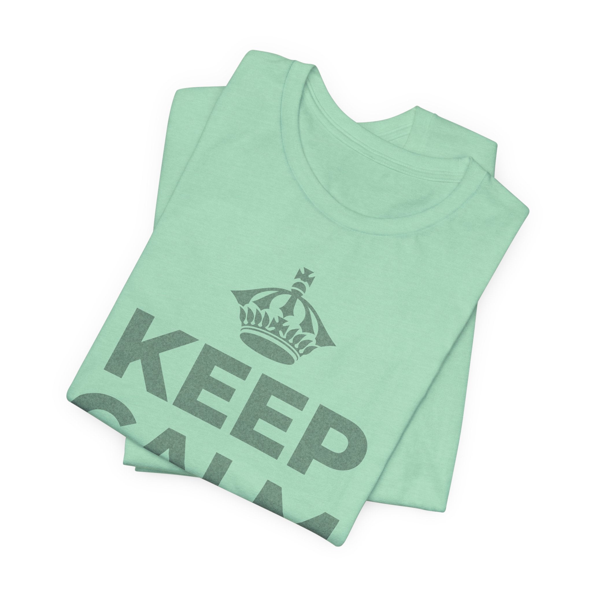 KEEP CALM AND 見知らぬ人に微笑んで T-Shirt (Baby Blue–Silver)
