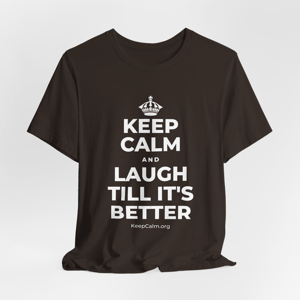 KEEP CALM AND LAUGH TILL IT'S BETTER T-Shirt (Soft Cream–Heather Mauve)