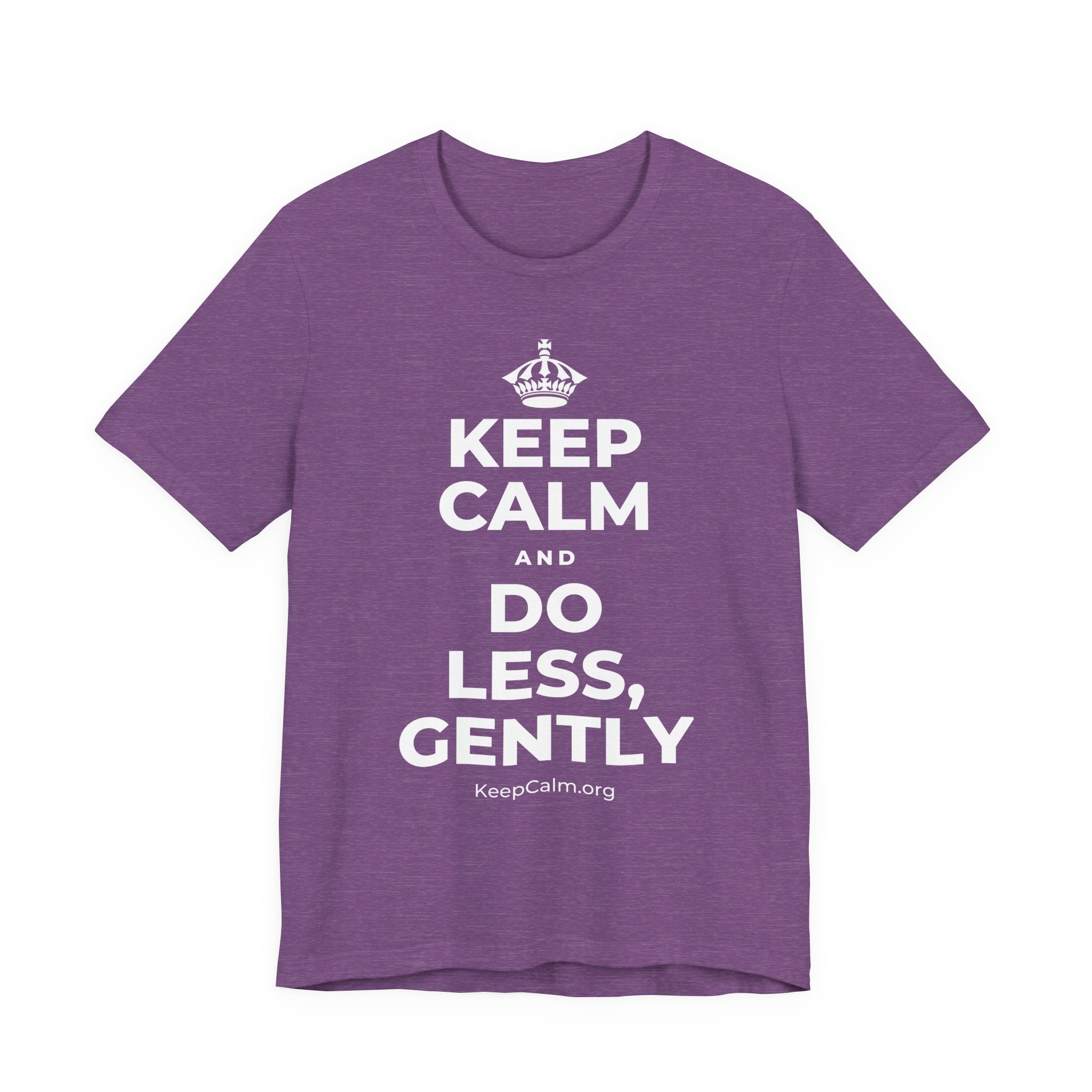 KEEP CALM AND DO LESS, GENTLY T-Shirt (Baby Blue–Silver)