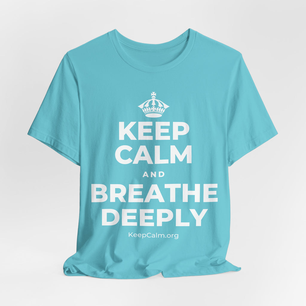 KEEP CALM AND BREATHE DEEPLY T-Shirt (Soft Cream–Heather Mauve)