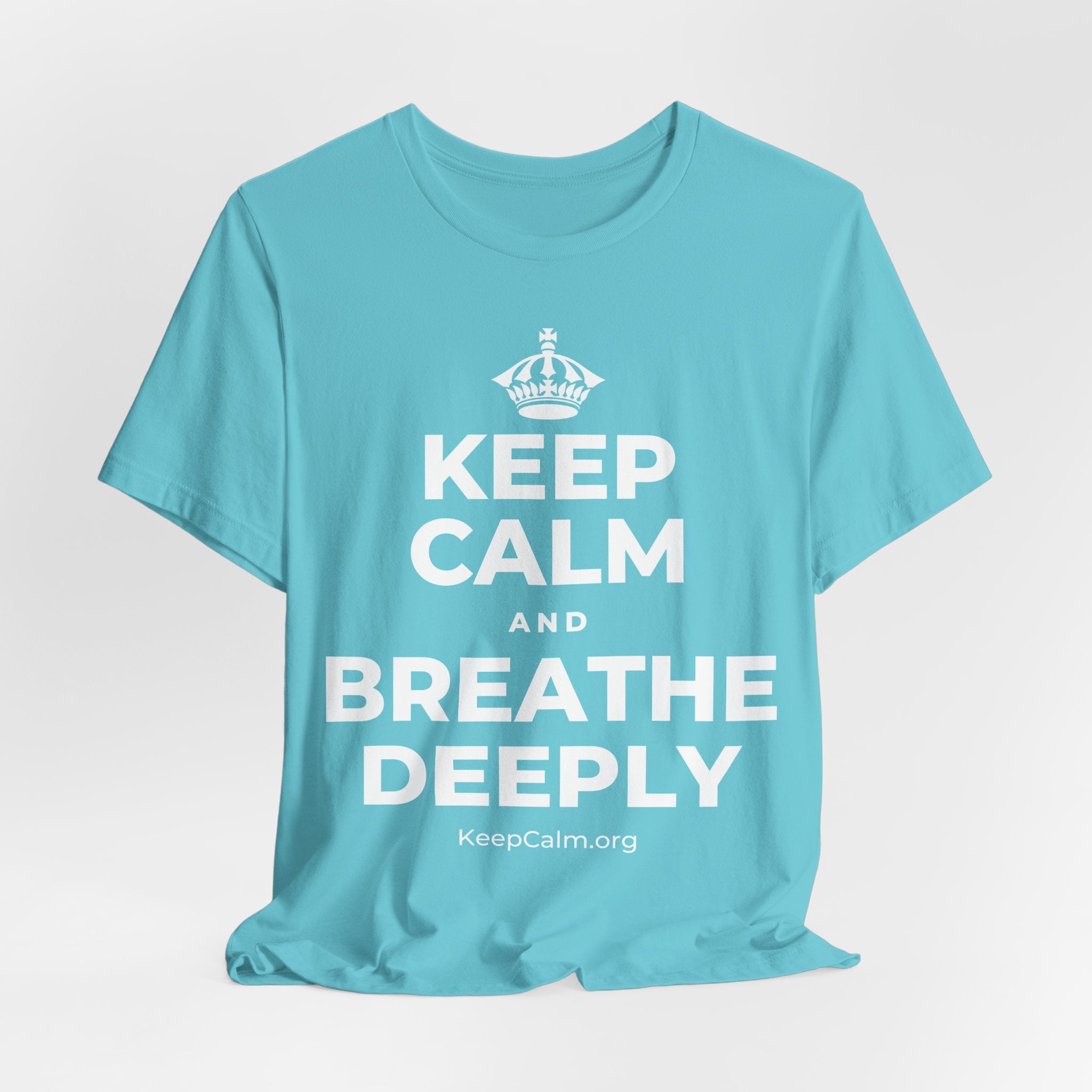 KEEP CALM AND BREATHE DEEPLY T-Shirt (Soft Cream–Heather Mauve)