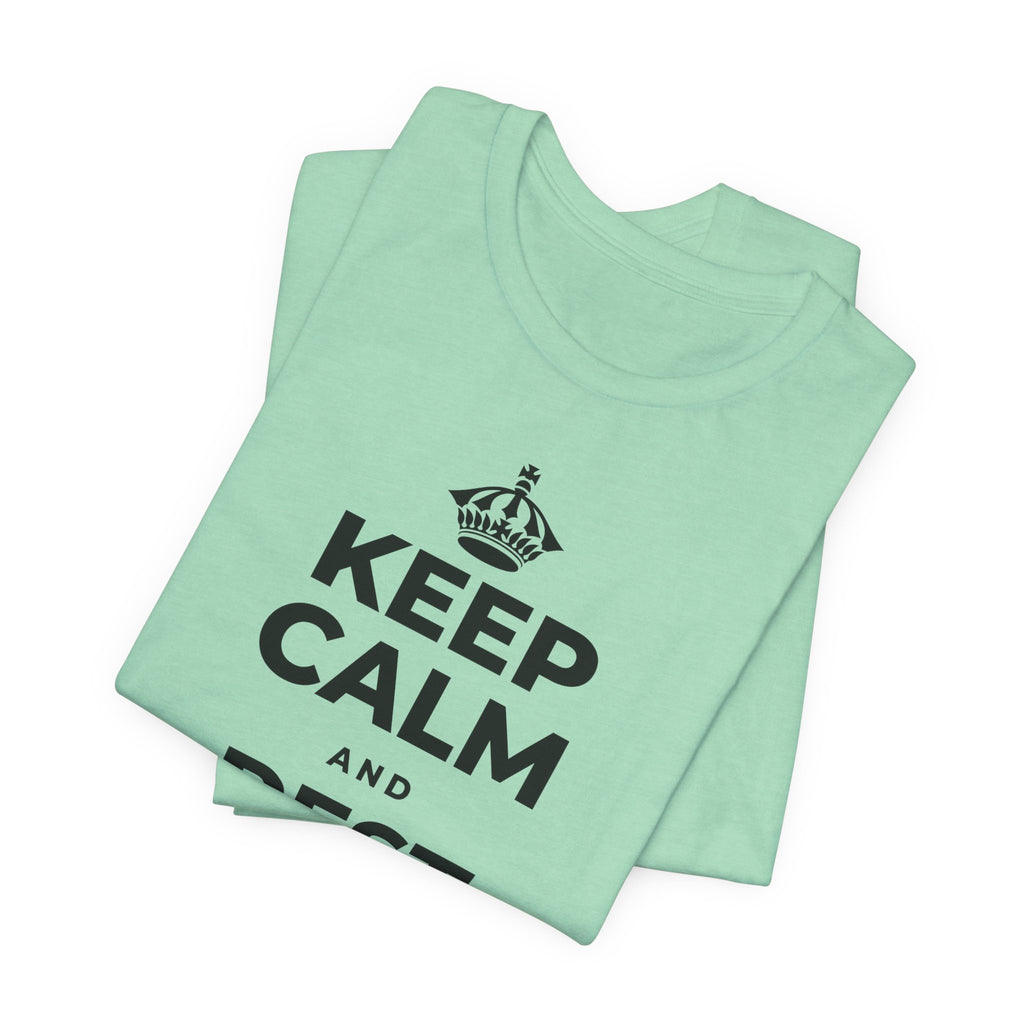 KEEP CALM AND REST YOUR EYES T-Shirt (Baby Blue–Silver)