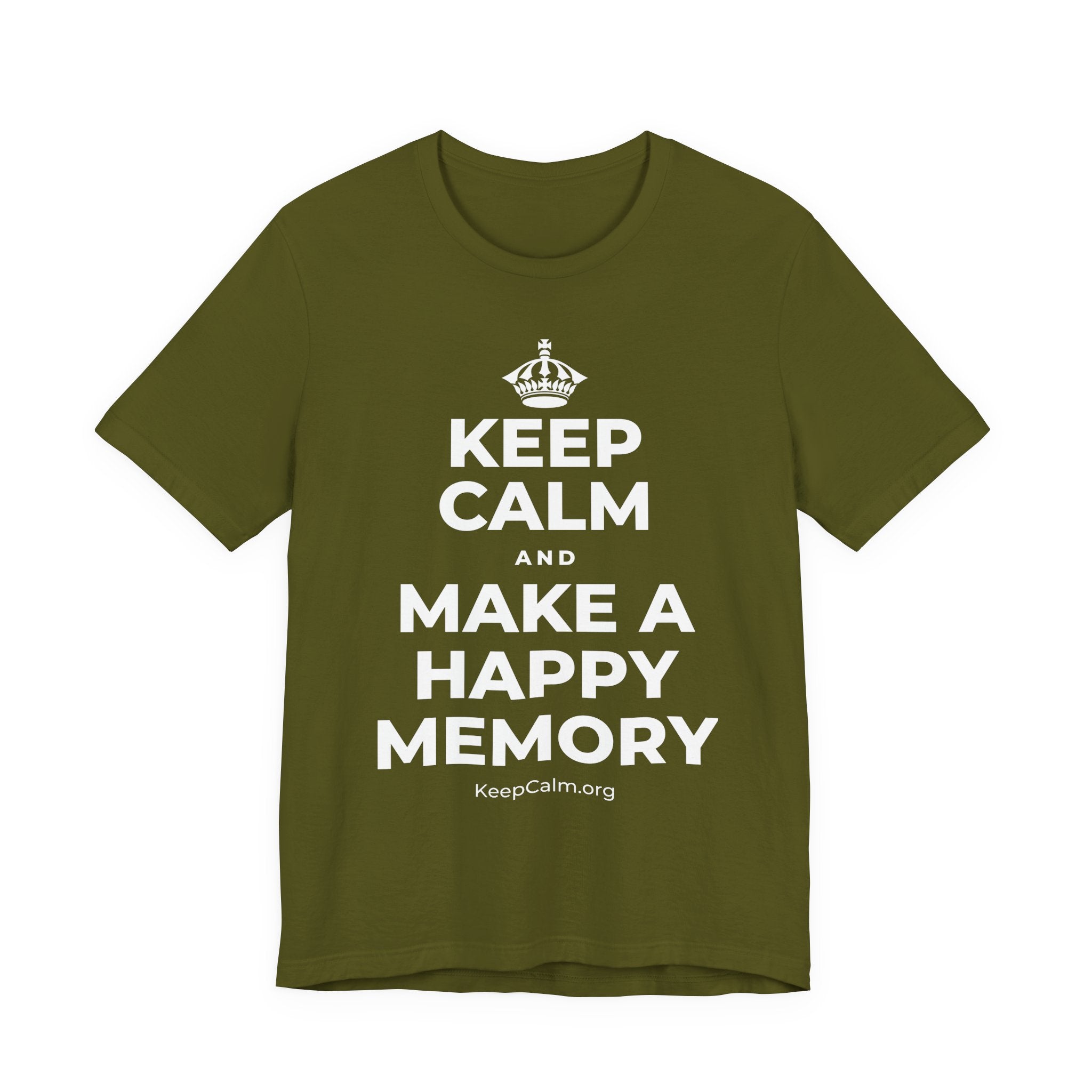 KEEP CALM AND MAKE A HAPPY MEMORY T-Shirt (Baby Blue–Silver)