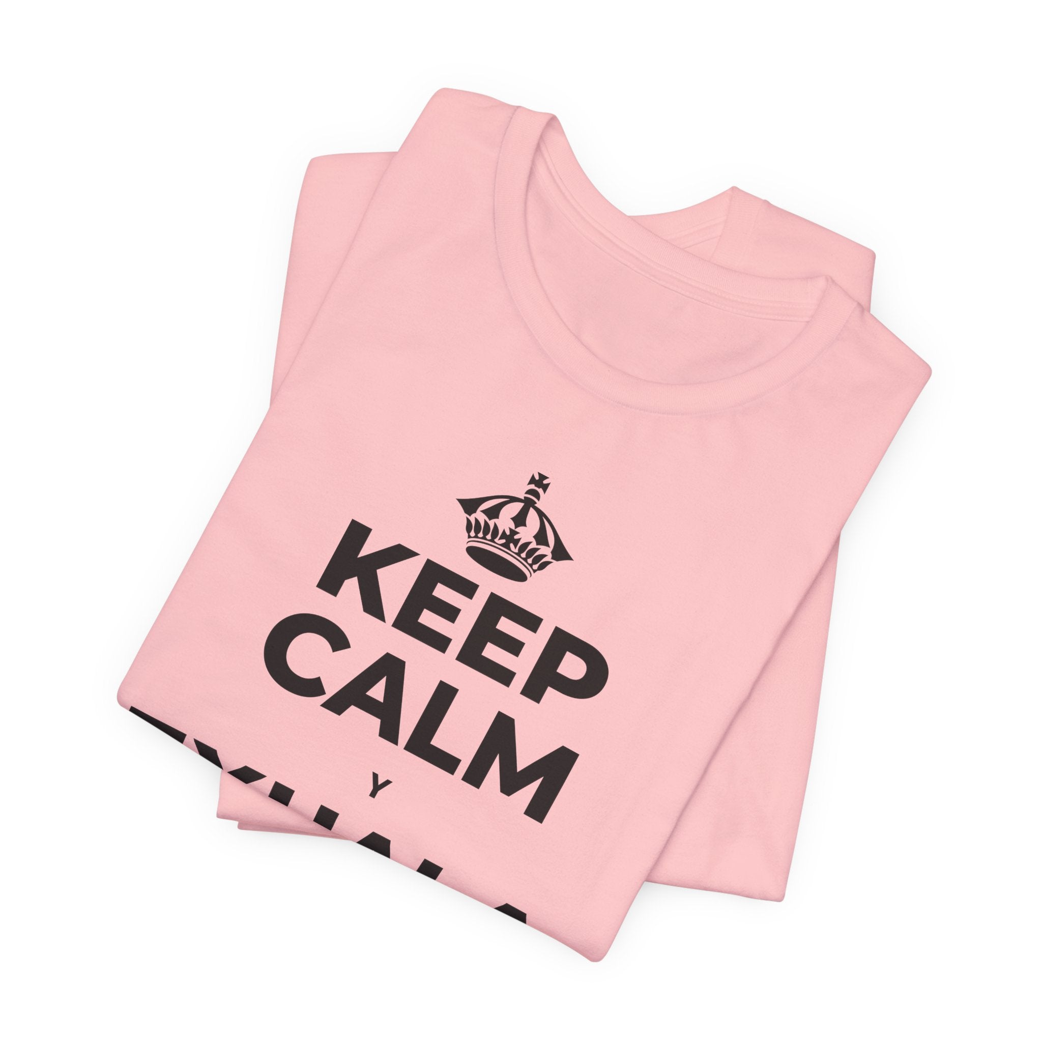 KEEP CALM Y EXHALA, ES VIERNES T-Shirt (White–Asphalt)