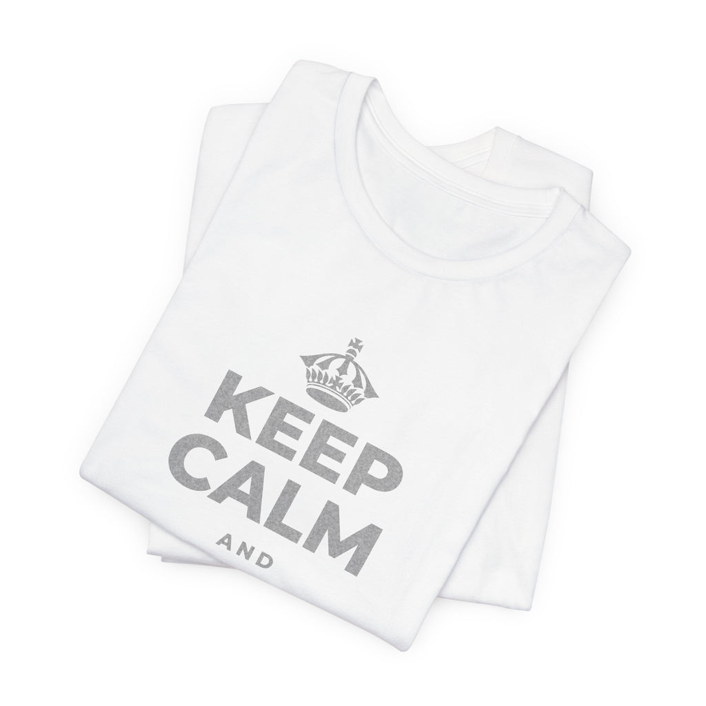 KEEP CALM AND BREATHE SLOWLY T-Shirt (White–Asphalt)