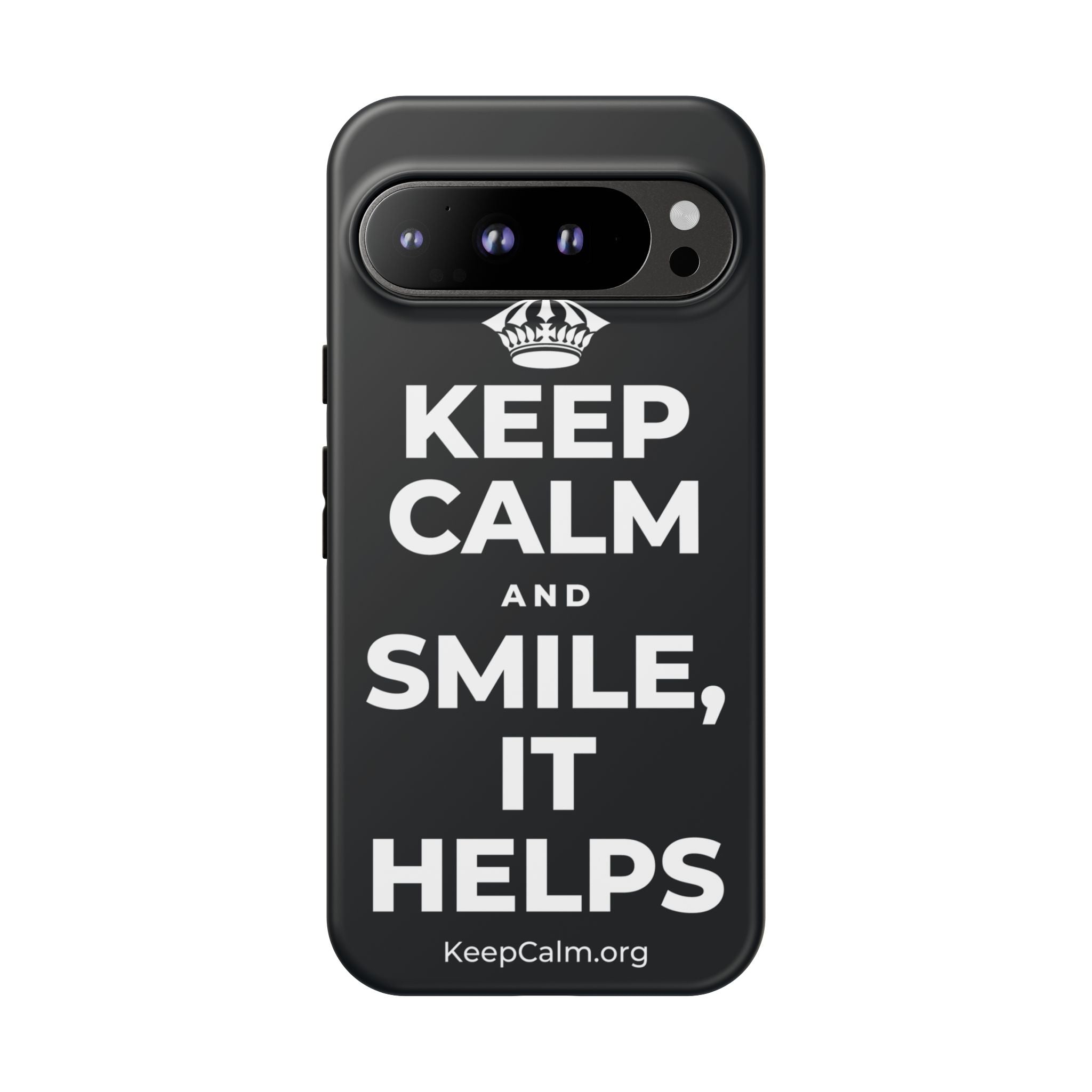 KEEP CALM AND SMILE, IT HELPS Phone Case (Dark)