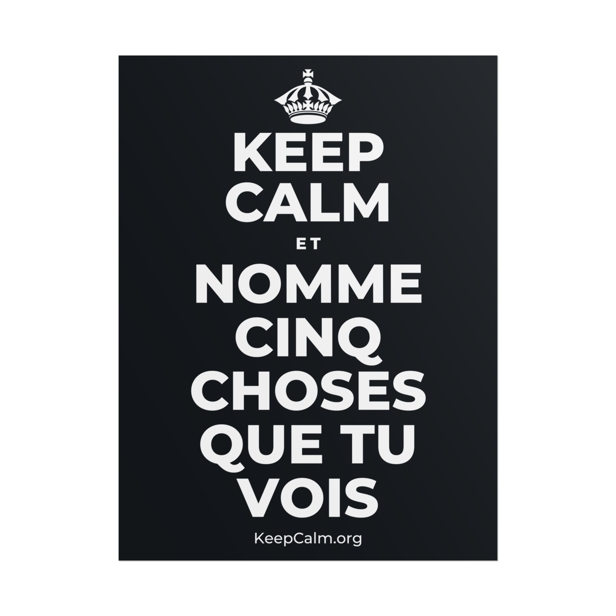 KEEP CALM ET NOMME CINQ CHOSES QUE TU VOIS Poster (Dark)