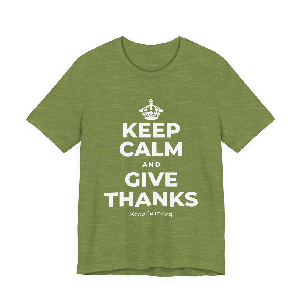 KEEP CALM AND GIVE THANKS T-Shirt (Baby Blue–Silver)