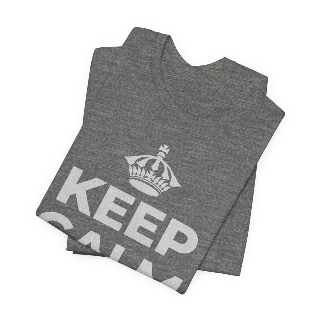 KEEP CALM AND 見知らぬ人に微笑んで T-Shirt (Baby Blue–Silver)