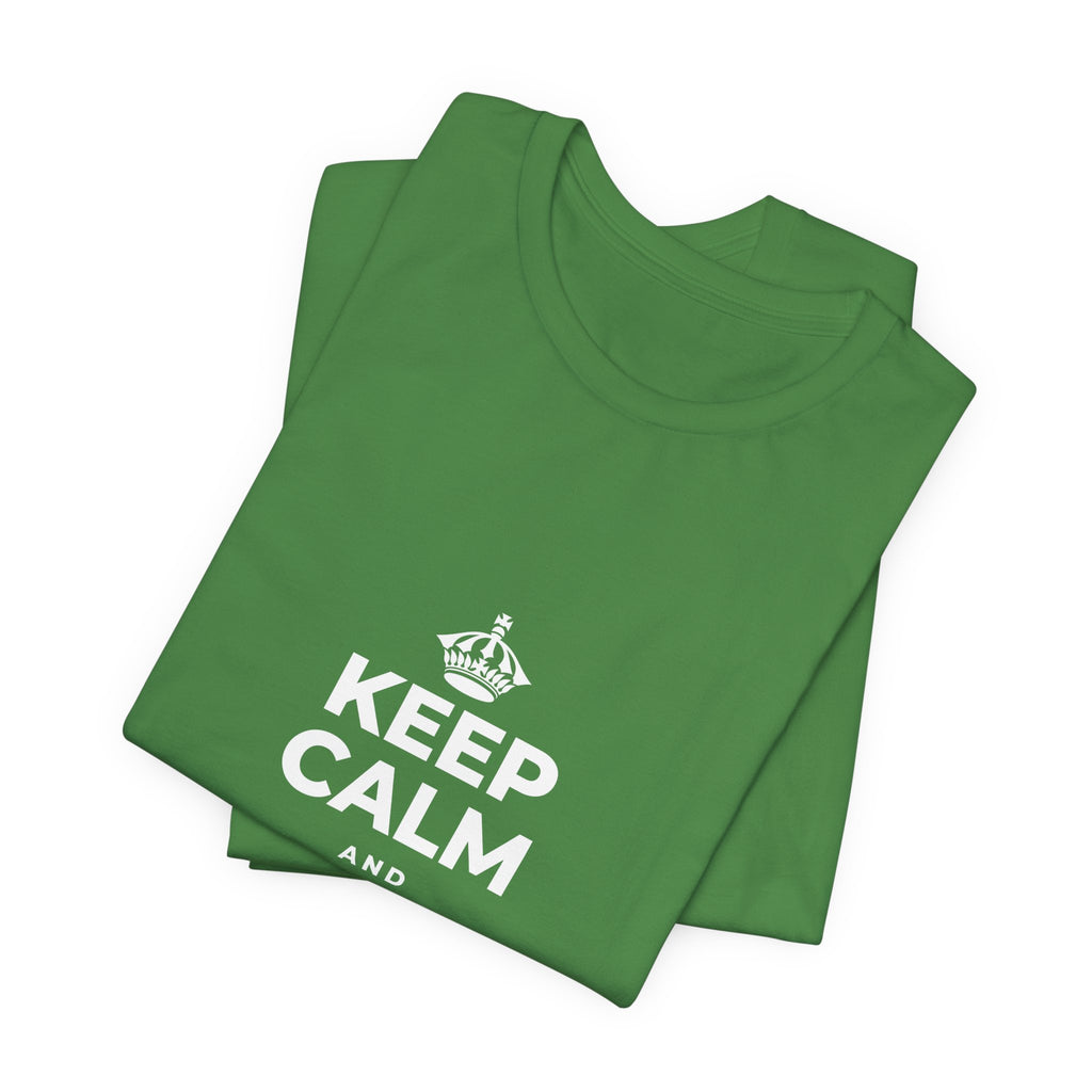KEEP CALM AND CHASE THE MOONLIGHT T-Shirt (Baby Blue–Silver)