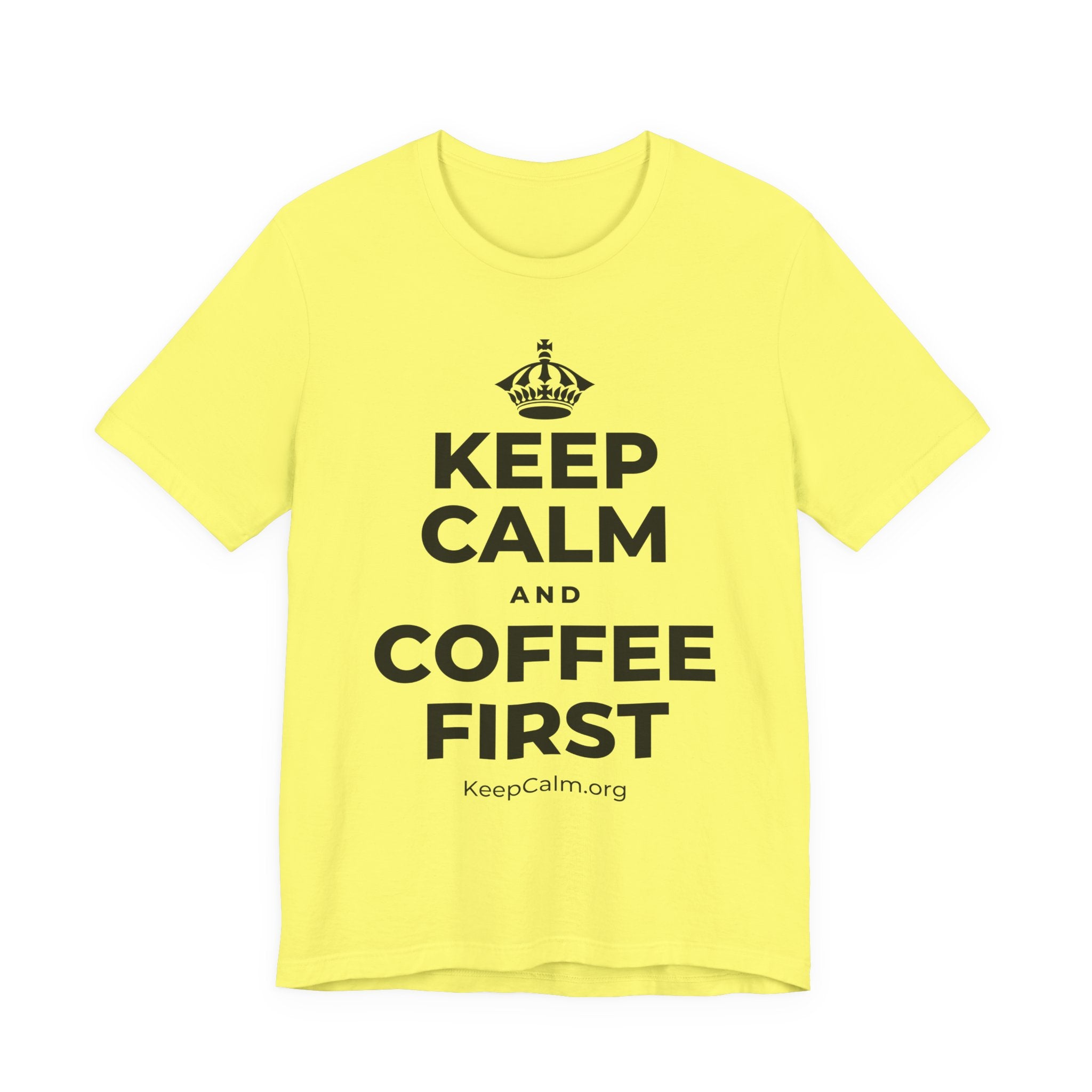 KEEP CALM AND COFFEE FIRST T-Shirt (Soft Cream–Heather Mauve)