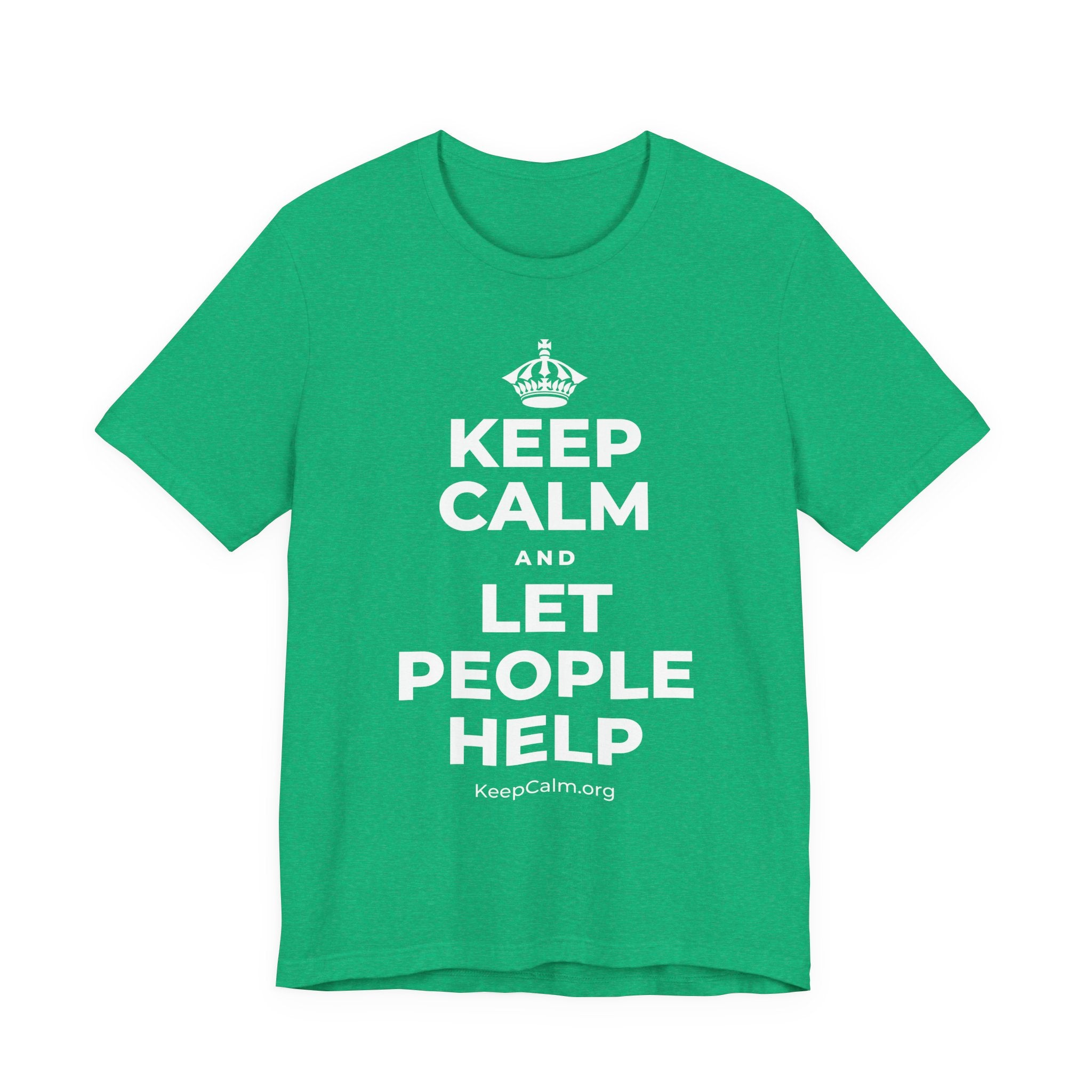 KEEP CALM AND LET PEOPLE HELP T-Shirt (Baby Blue–Silver)