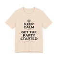 KEEP CALM AND GET THE PARTY STARTED T-Shirt (Soft Cream–Heather Mauve)