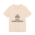 KEEP CALM AND STAY UNBOTHERED T-Shirt (Soft Cream–Heather Mauve)