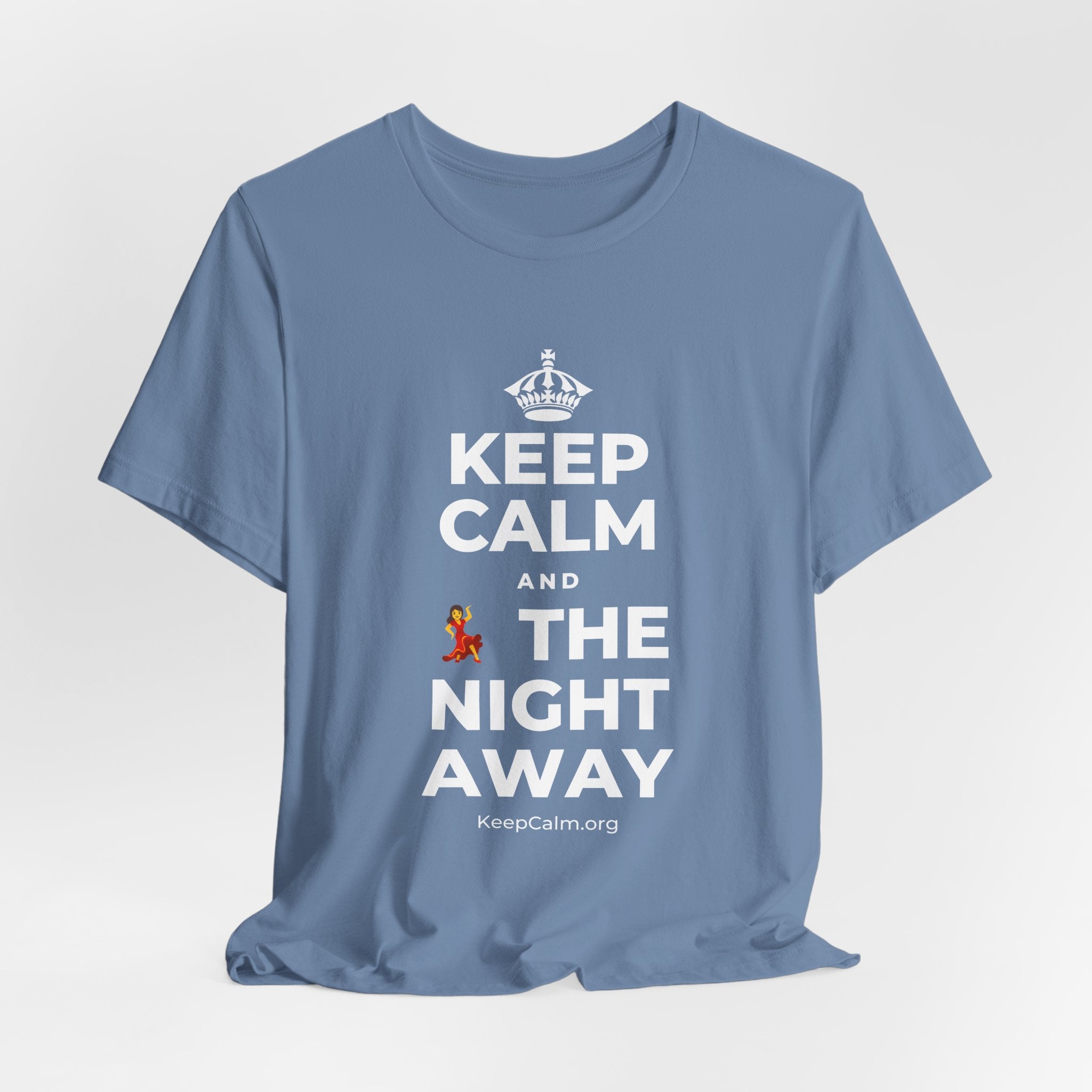 KEEP CALM AND 💃 THE NIGHT AWAY T-Shirt (Soft Cream–Heather Mauve)
