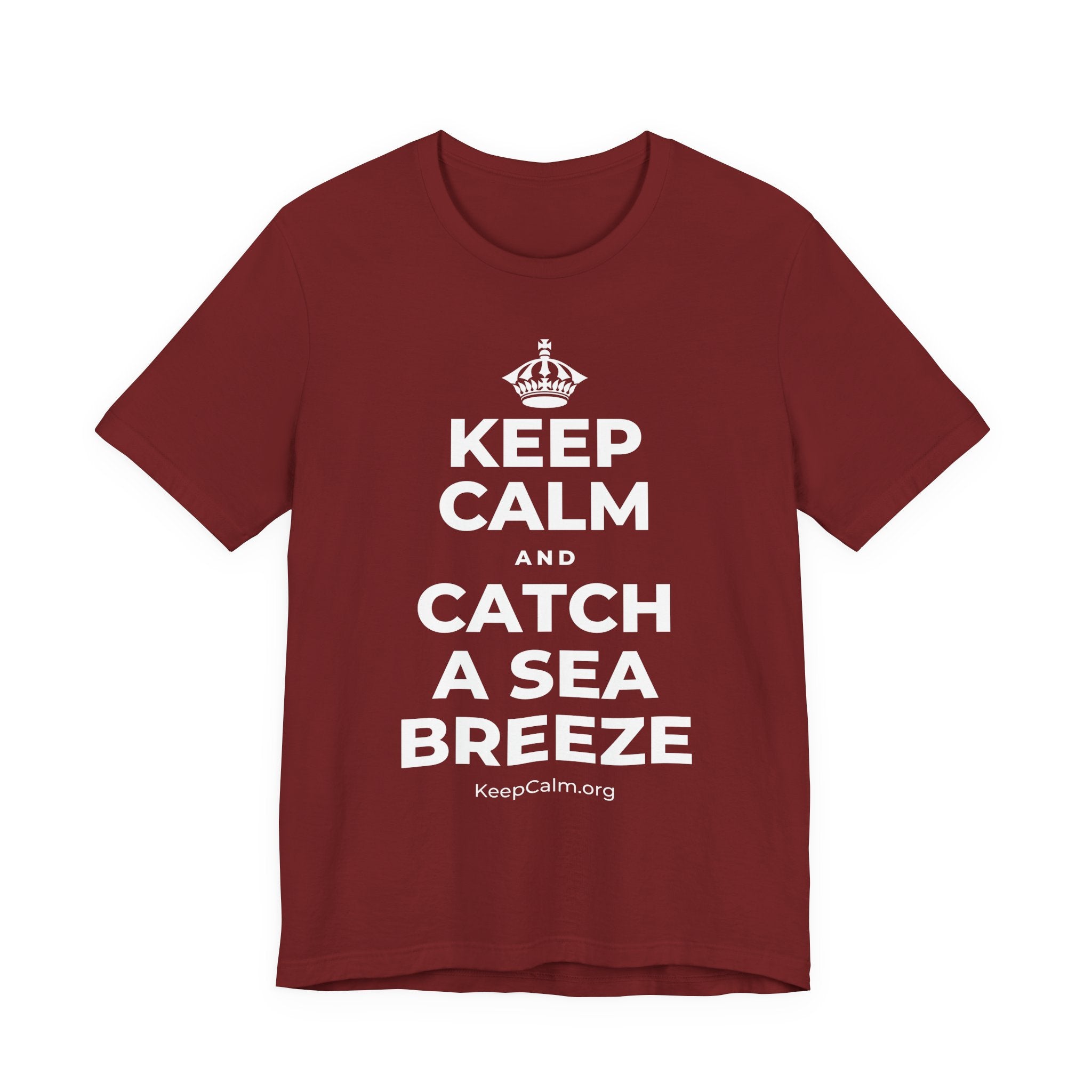 KEEP CALM AND CATCH A SEA BREEZE T-Shirt (Baby Blue–Silver)