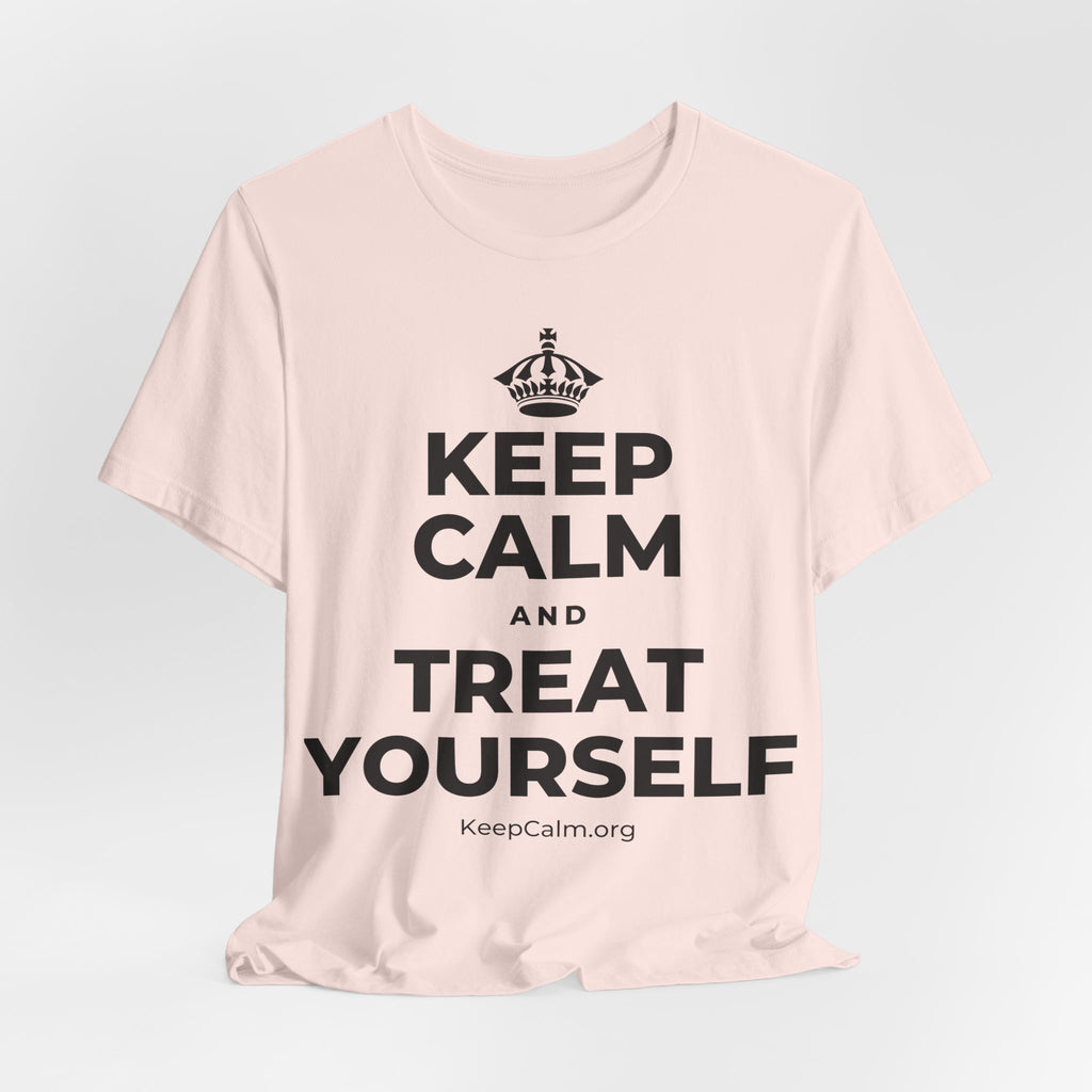 KEEP CALM AND TREAT YOURSELF T-Shirt (Soft Cream–Heather Mauve)