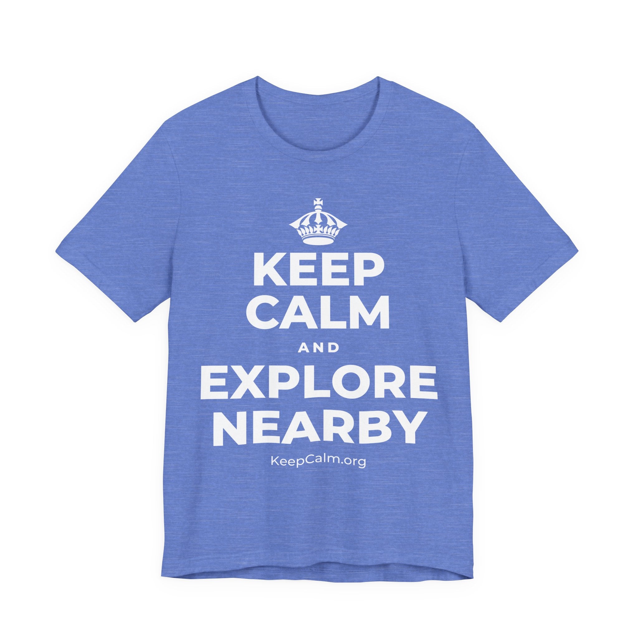 KEEP CALM AND EXPLORE NEARBY T-Shirt (Soft Cream–Heather Mauve)