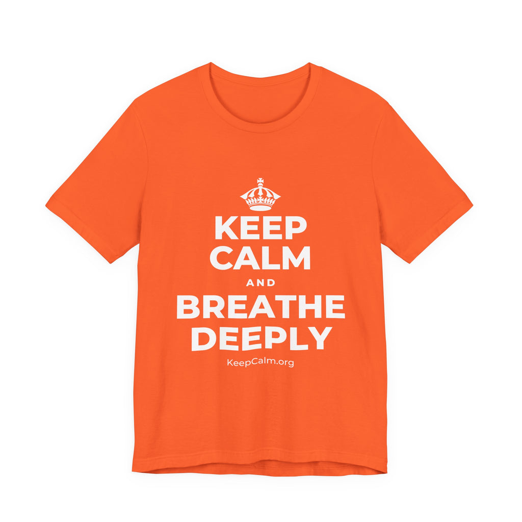 KEEP CALM AND BREATHE DEEPLY T-Shirt (Baby Blue–Silver)
