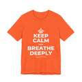 KEEP CALM AND BREATHE DEEPLY T-Shirt (Baby Blue–Silver)