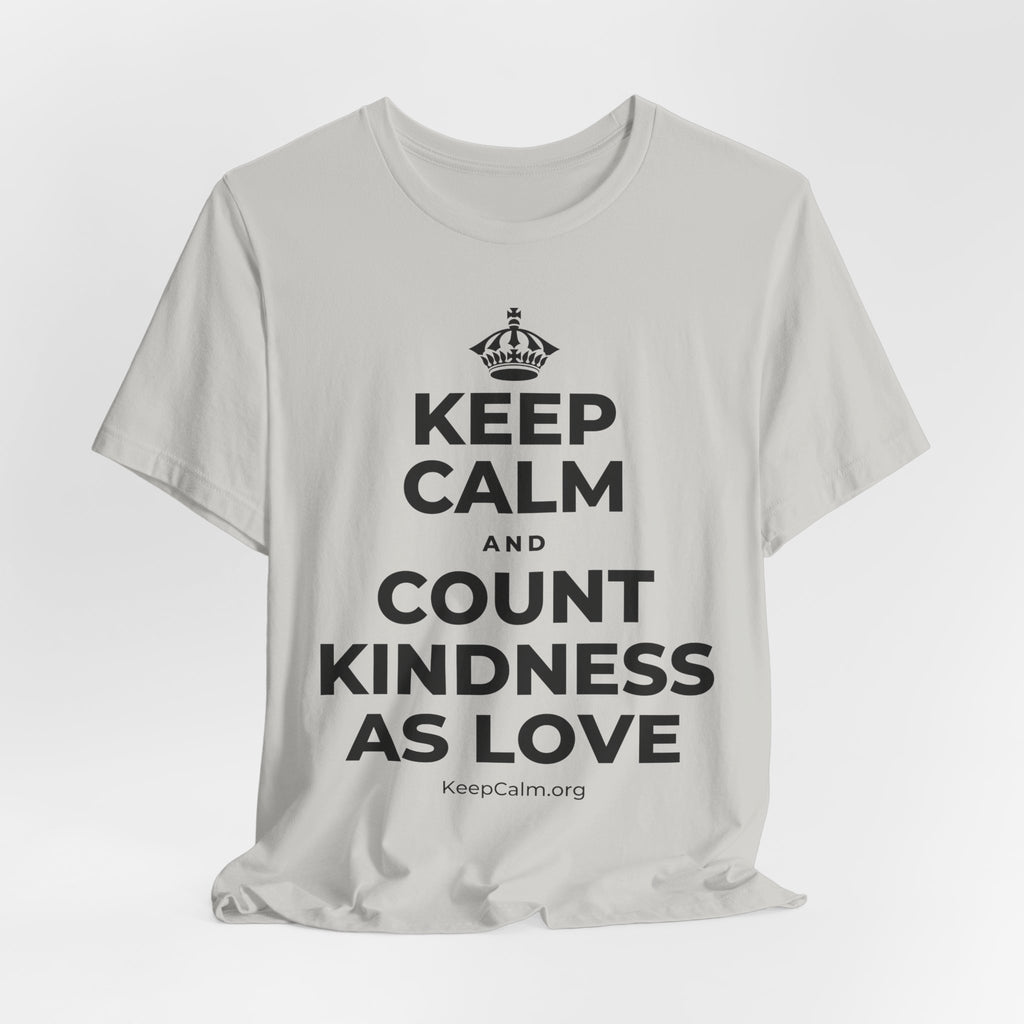 KEEP CALM AND COUNT KINDNESS AS LOVE T-Shirt (Baby Blue–Silver)