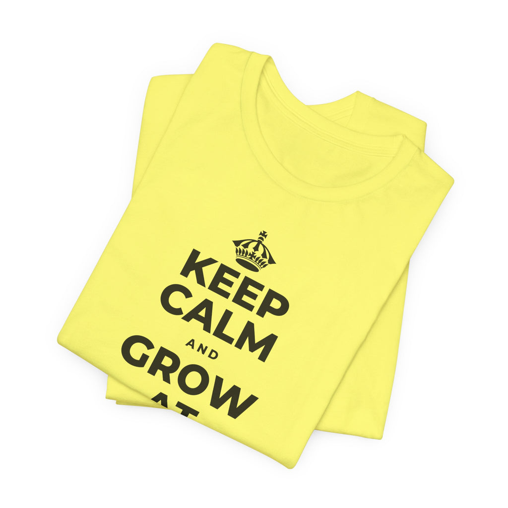 KEEP CALM AND GROW AT YOUR OWN PACE T-Shirt (Soft Cream–Heather Mauve)